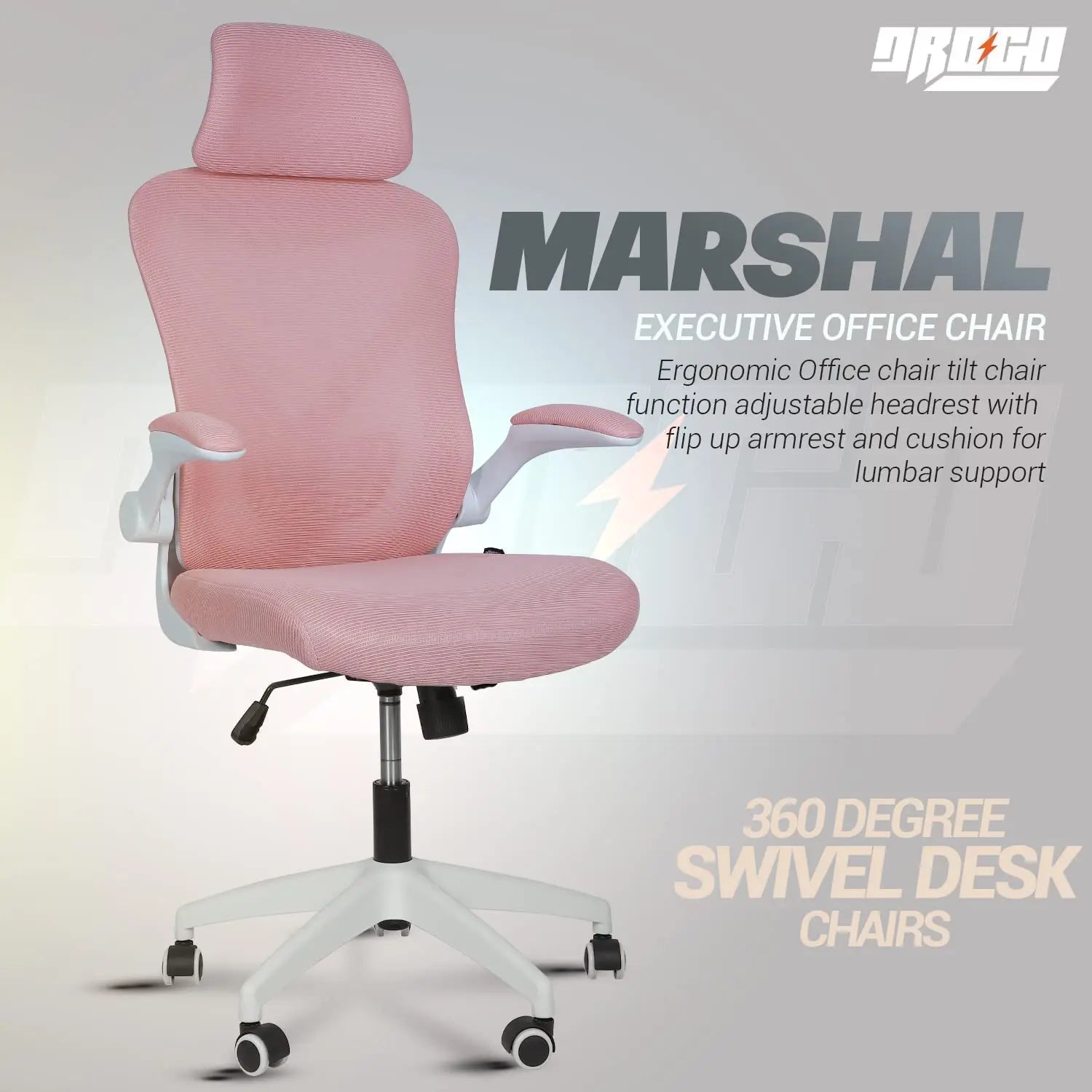 Drogo Marshal Pro Premium Ergonomic Office Chair for Work from Home, Flip-up Armrest Galaxy Incorporation