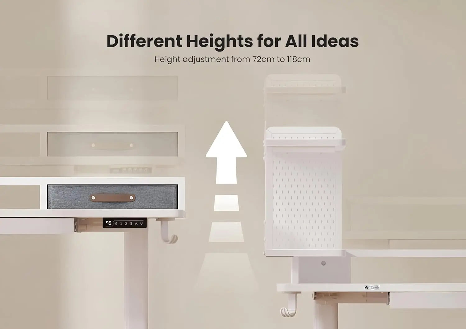 Drogo Artikel Stackon Electric Height Adjustable Standing Desk with Shelves (Left Cabinet) Drogo India