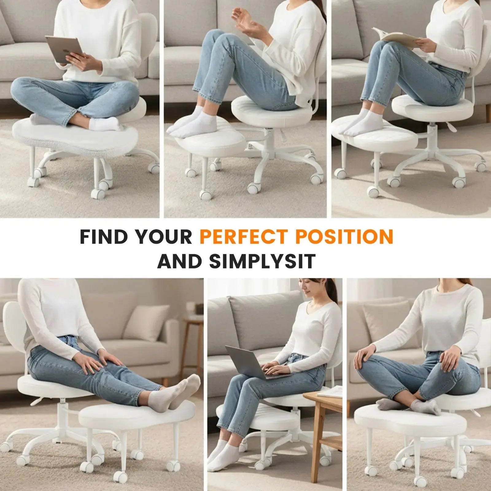 PREORDER Drogo Meditura Cross Legged Office Chair with Wheels, Wide Criss Cross Kneeling Drogo India