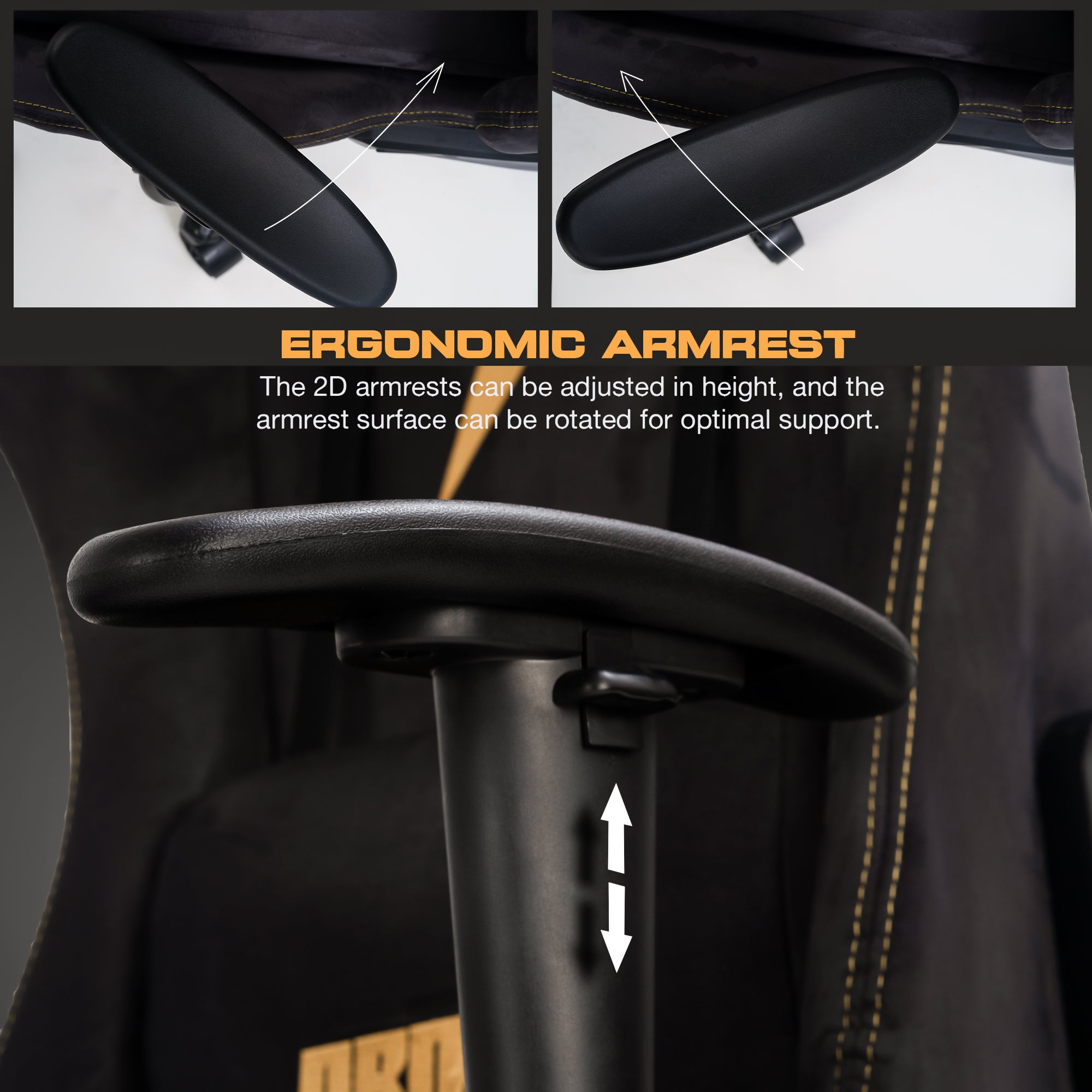 Drogo ProForm Suede Ergonomic Gaming Chair Adjustable Seat & Massager Lumbar Pillow
