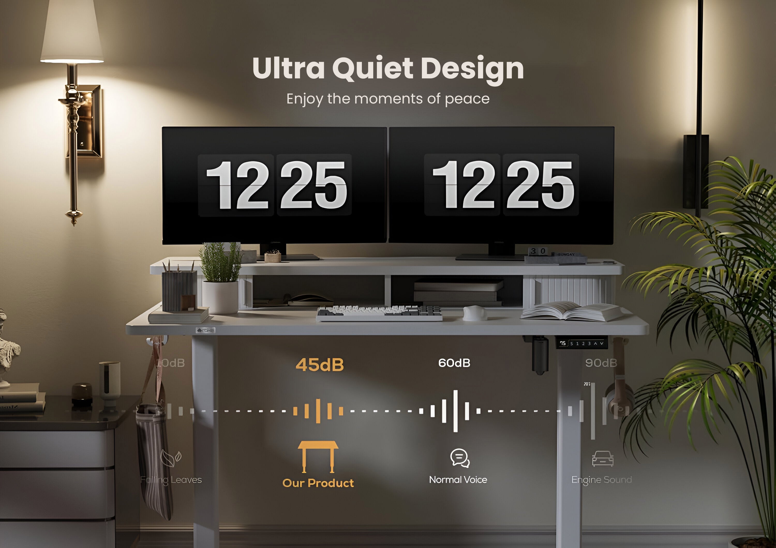 Drogo Artikel Groove Electric Height Adjustable Standing Desk with Roller Shutter Door Storage