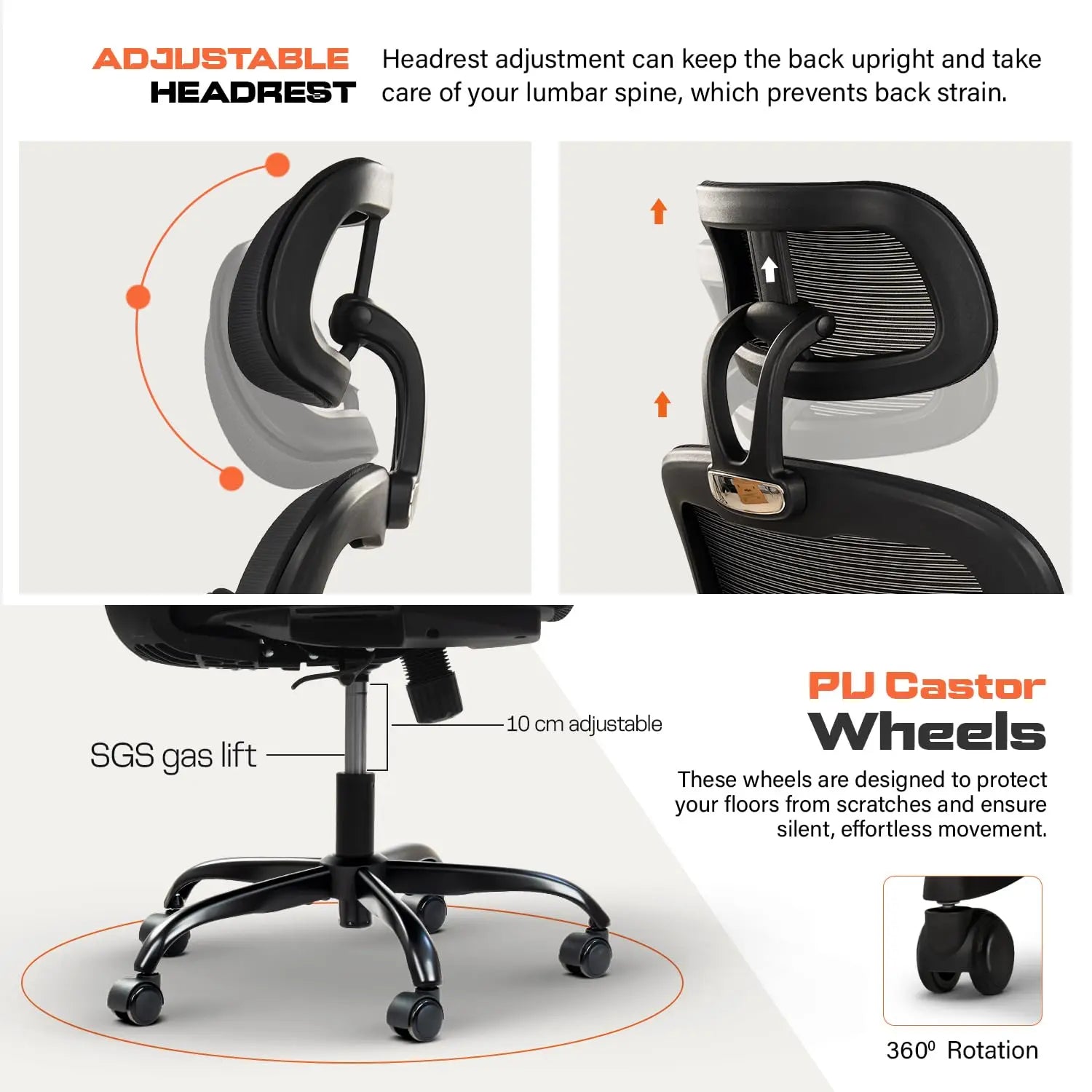 Drogo AeroFlex Ergonomic Office Chair for Work from Home, Flip-up Armrest & Recline Galaxy Incorporation