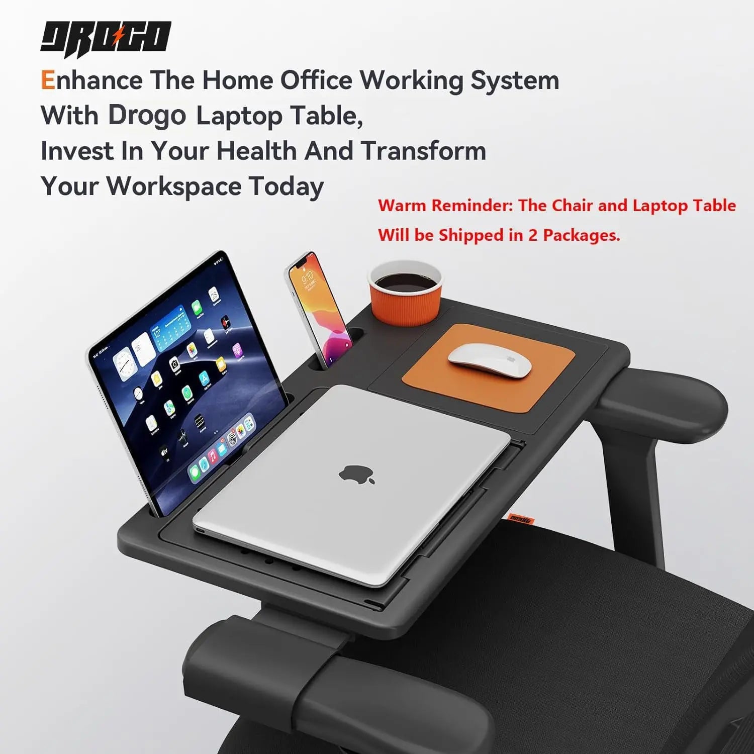 Drogo PosturePro Office Chair with Laptop Tray for Work from Home Galaxy Incorporation