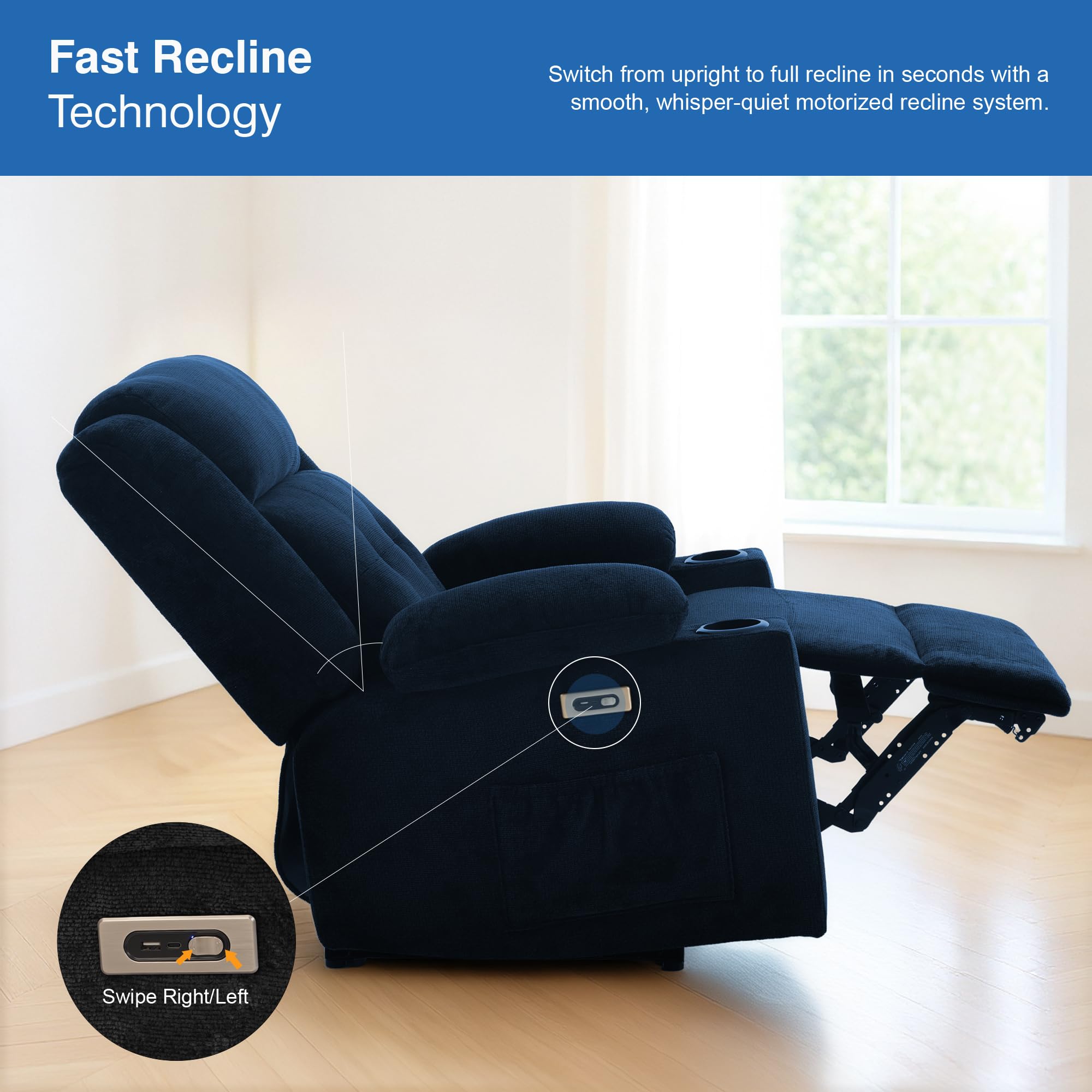 Drogo Luxora Zero Gravity Electric Motorised Single Seater Recliner Sofa with Rapid Recline Technology