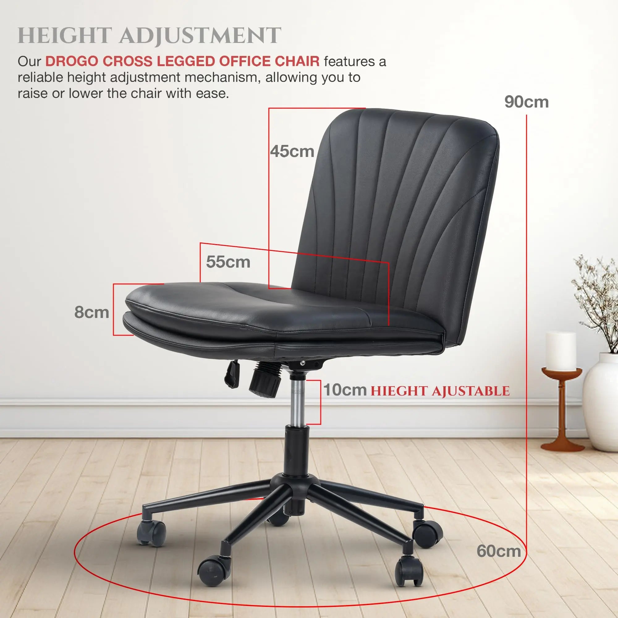 Drogo Zen Pro Cross Legged Chair for Work from Home, Cross Legged Wide Computer Chair Galaxy Incorporation