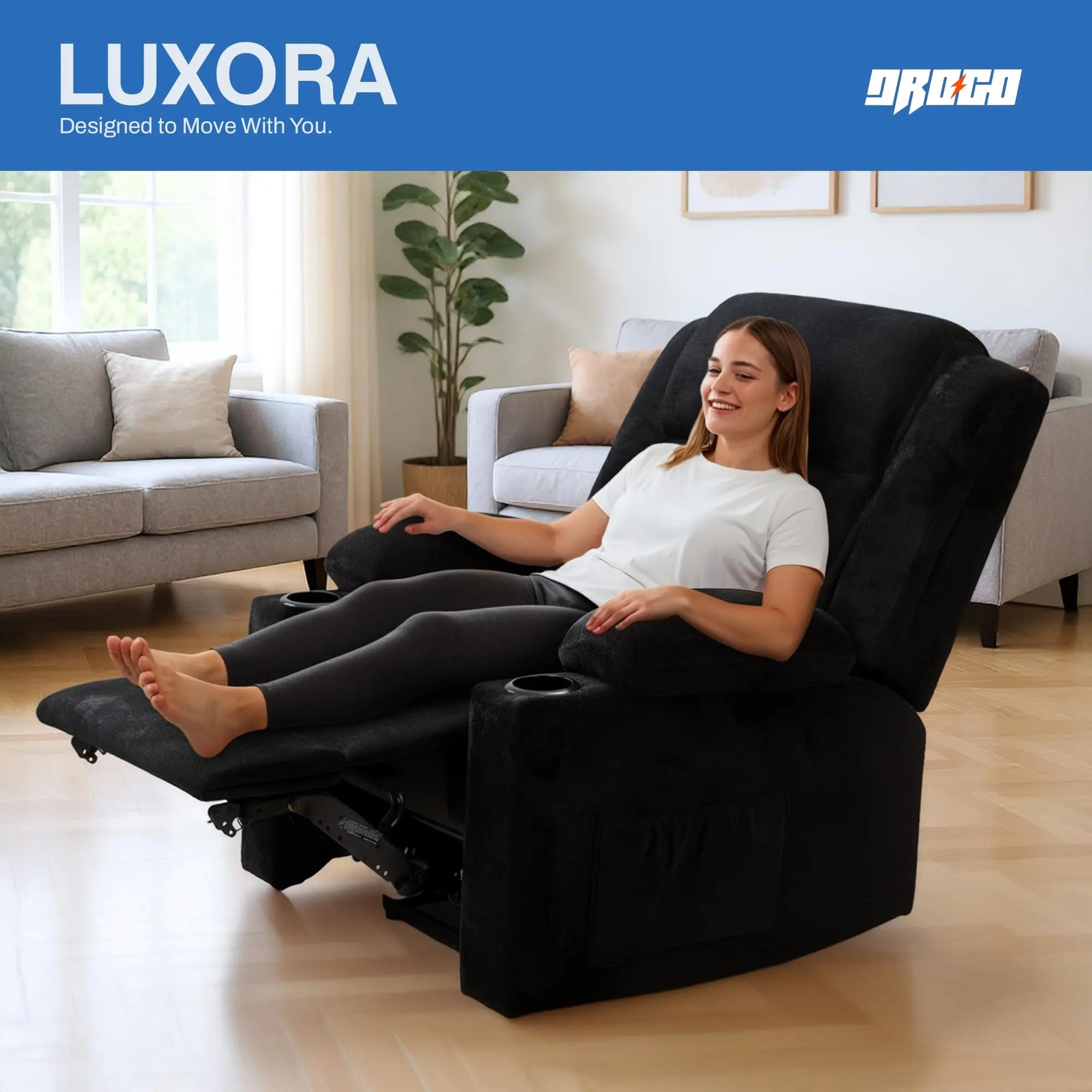 Drogo Luxora Zero Gravity Electric Motorised Single Seater Recliner Sofa with Rapid Recline Technology Drogo India