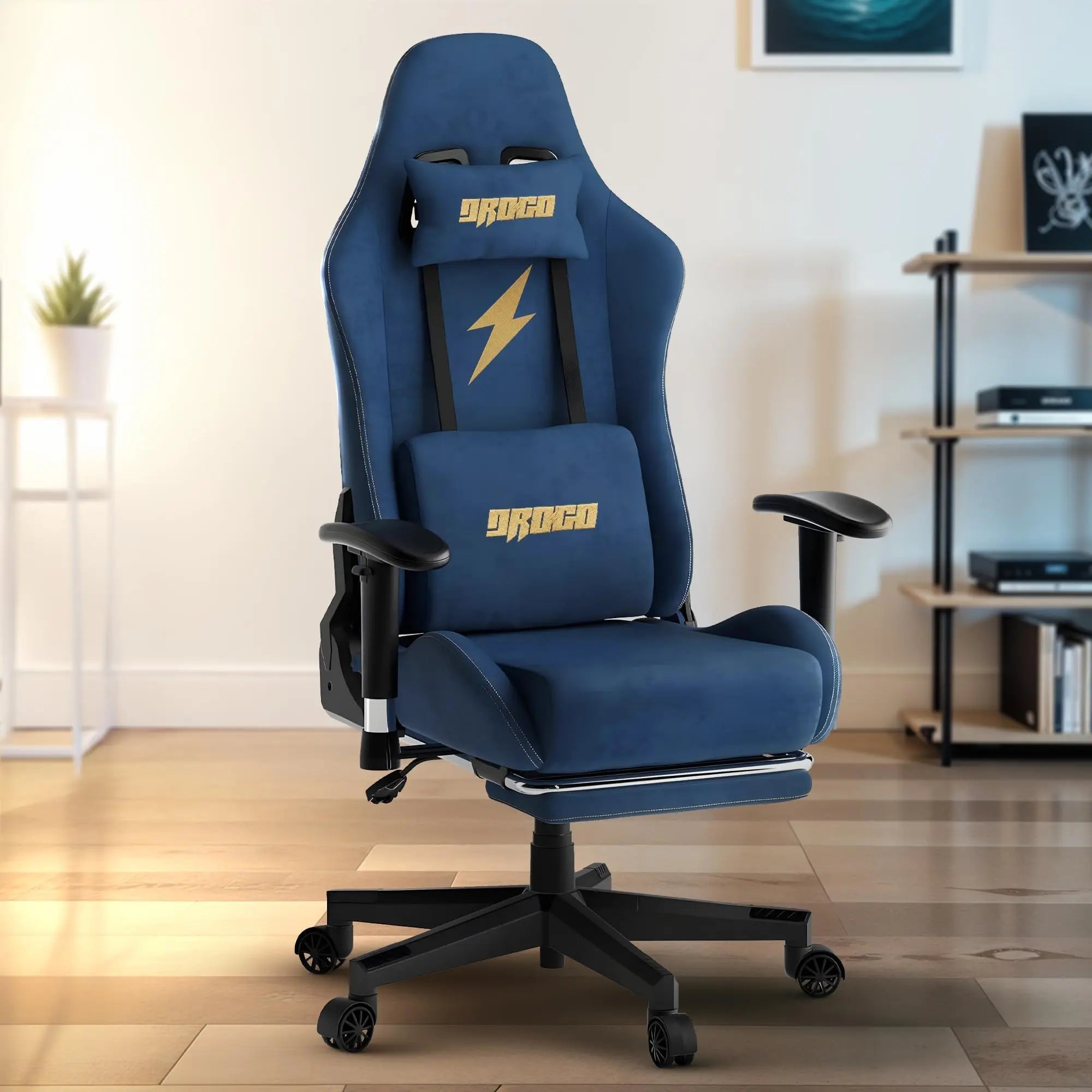 Drogo ProForm Suede Ergonomic Gaming Chair Adjustable Seat & Massager Lumbar Pillow Drogo India
