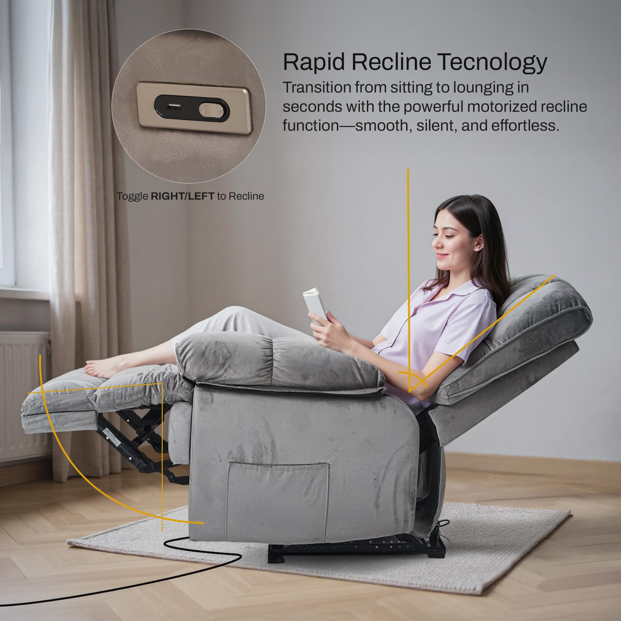 Drogo Evo Lounge Oversized Motorised Single Seater Recliner Sofa with Rapid Recline Technology