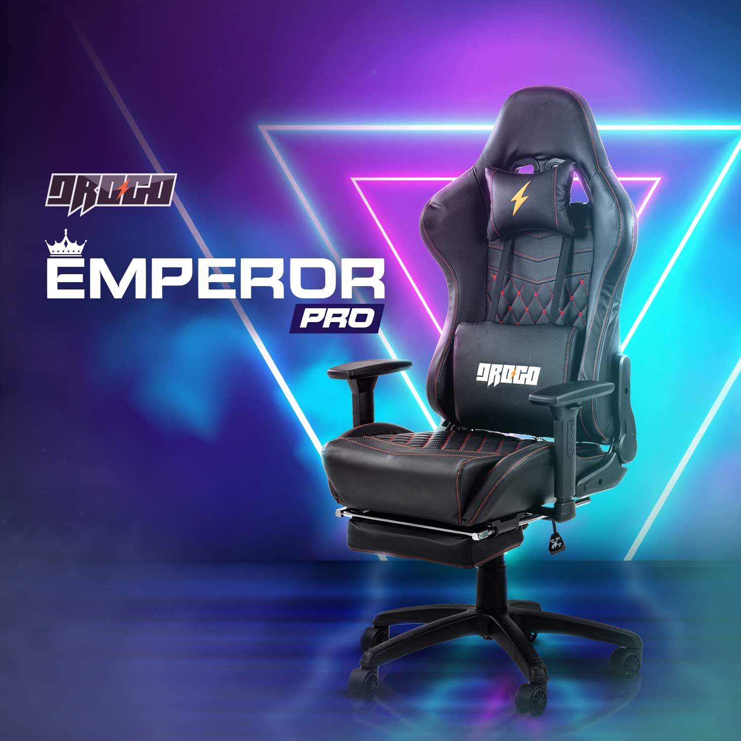 Drogo Emperor Pro Ergonomic Gaming Chair With Footrest, Adjustable Seat & 3D Arm Rest