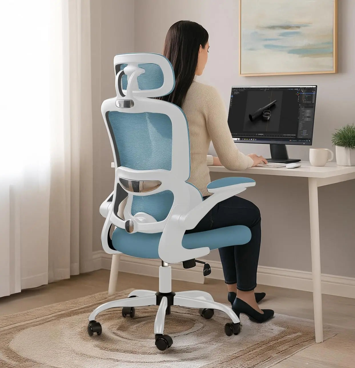 Drogo AeroFlex Ergonomic Office Chair for Work from Home, Flip-up Armrest & Recline Galaxy Incorporation