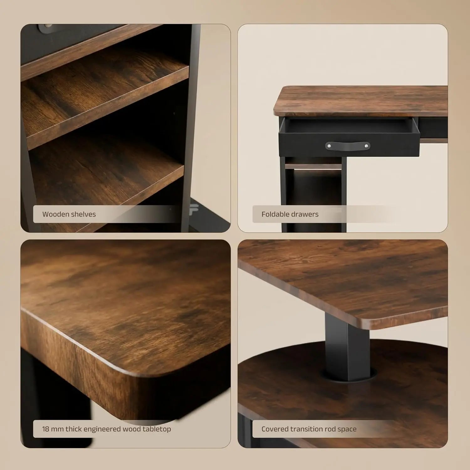 Drogo Opulent L-Shaped Electric Height Adjustable Table for Office & Home Ergonomic Sit Stand Desk (140X60Cm) Drogo India