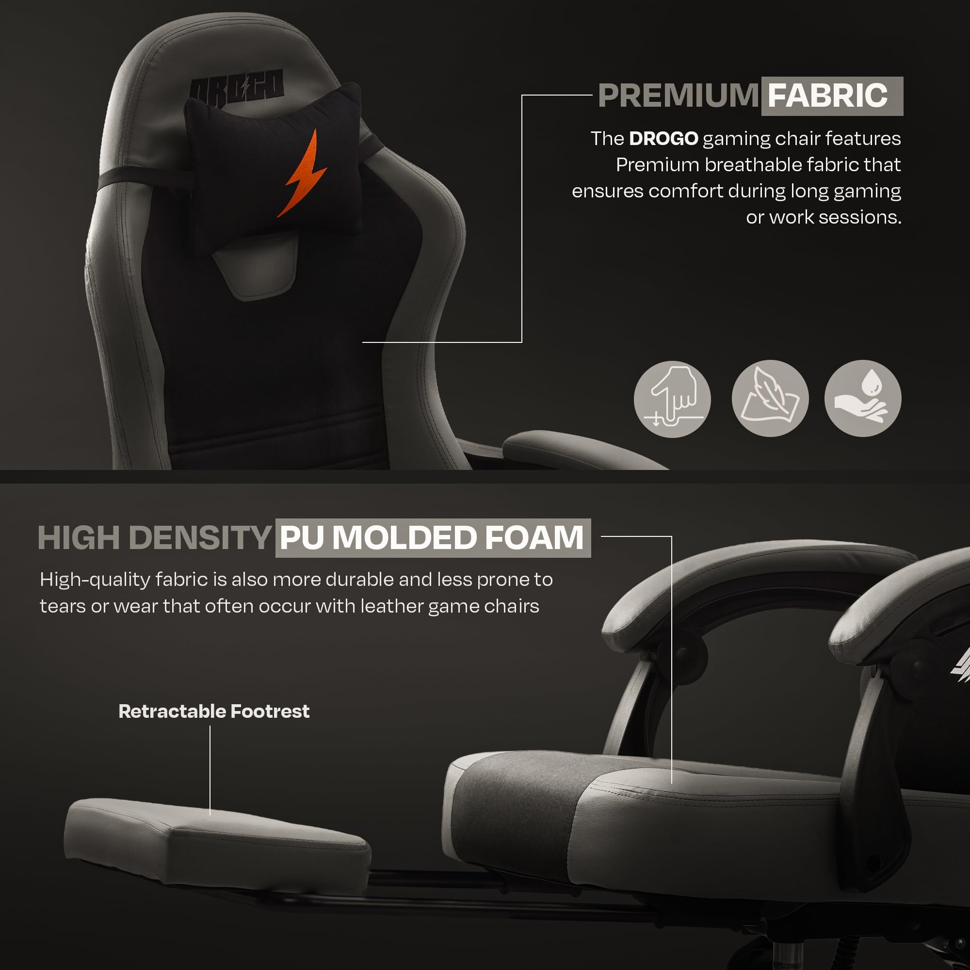 Drogo Aura Ergonomic Gaming Chair with Premium PU Leather Fabric