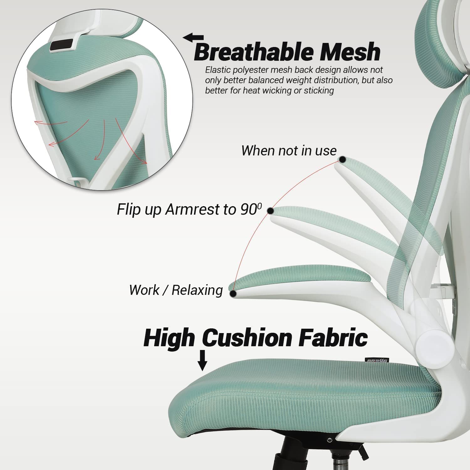 Drogo Marshal Pro Premium Ergonomic Office Chair for Work from Home, Flip-up Armrest
