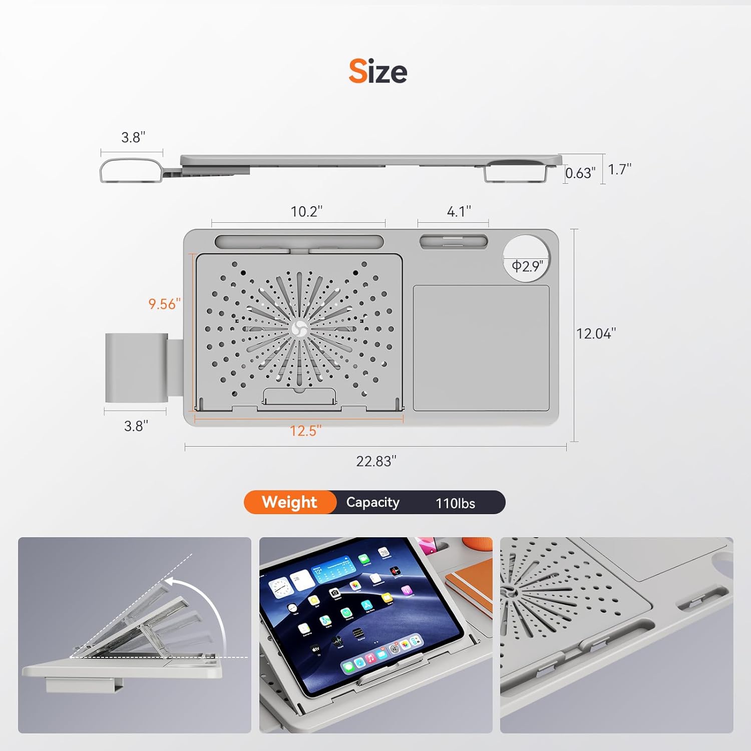 Drogo Posture Series Detachable Ergonomic Laptop Table Tray Built in Mouse Pad