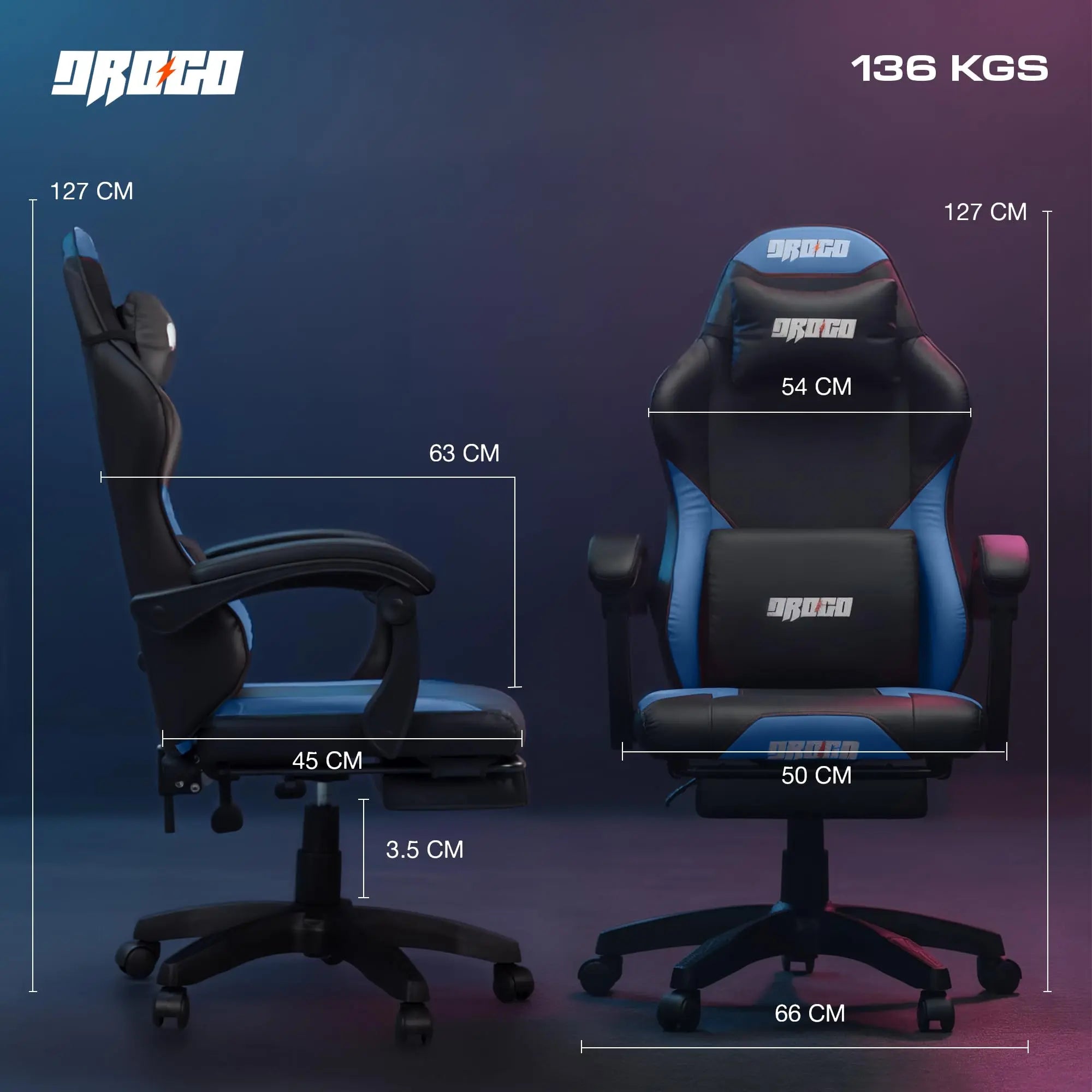 Drogo Auro X1 Ergonomic Gaming Chair with Premium PU Leather Fabric Drogo India