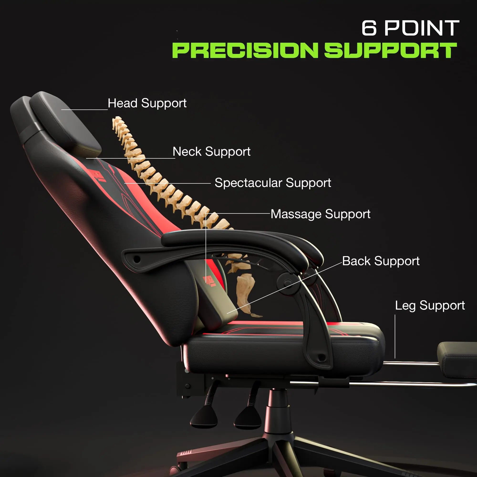 Drogo Phantom Ergonomic Gaming Chair with Premium PU Leather, Adjustable Neck Drogo India