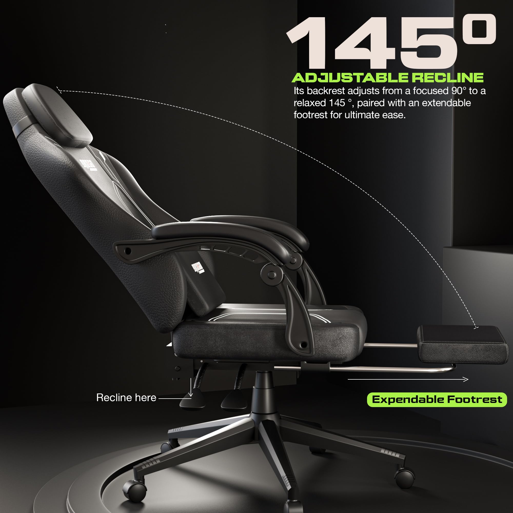 Drogo Phantom Ergonomic Gaming Chair with Premium PU Leather, Adjustable Neck