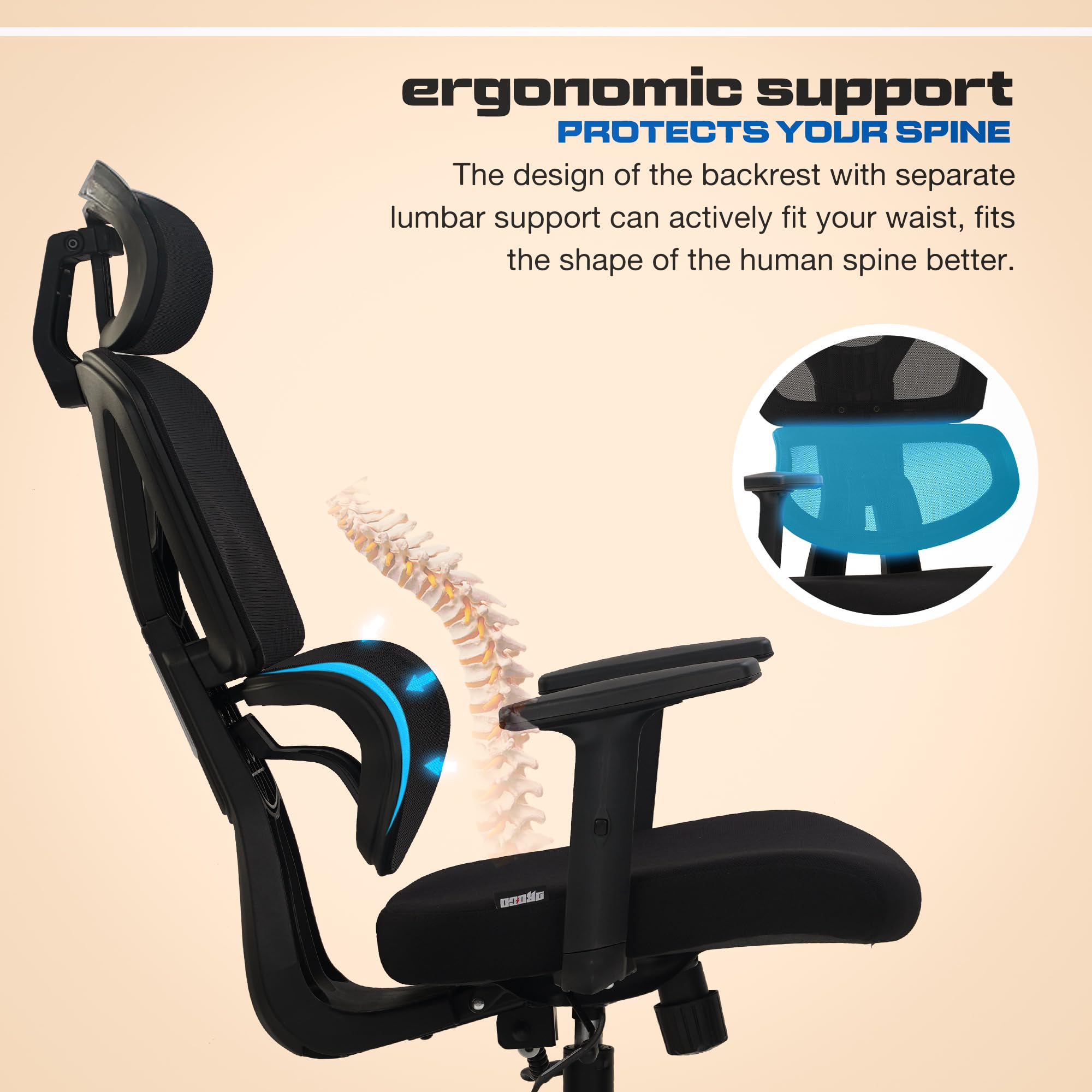 Drogo FlexY Series Ergonomic Office Mesh Chair with Armrest