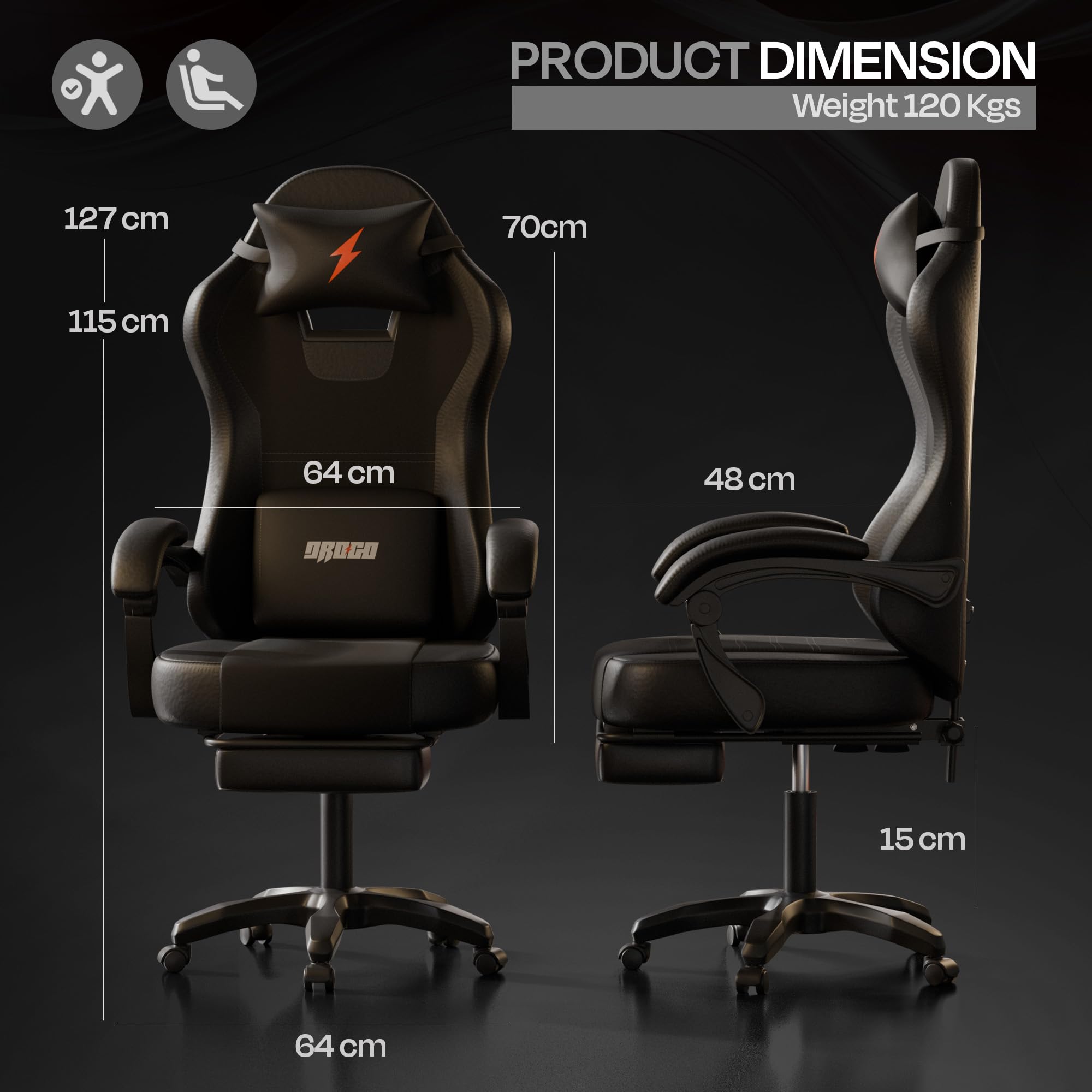 Drogo Aura Ergonomic Gaming Chair with Premium PU Leather Fabric