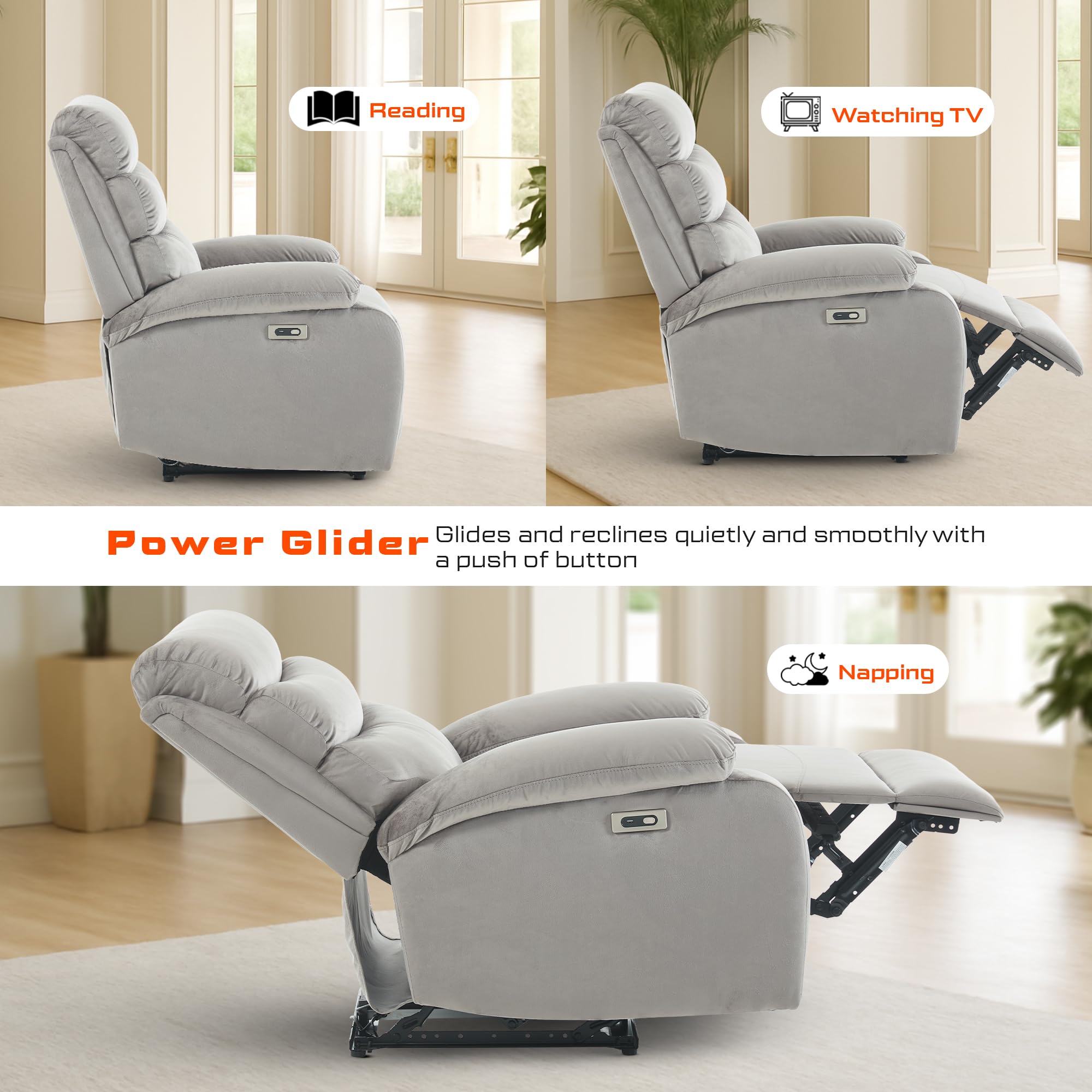 DROGO Valerium Electric Motorised 1 Seater Recliner Sofa with Rapid Recline Technology