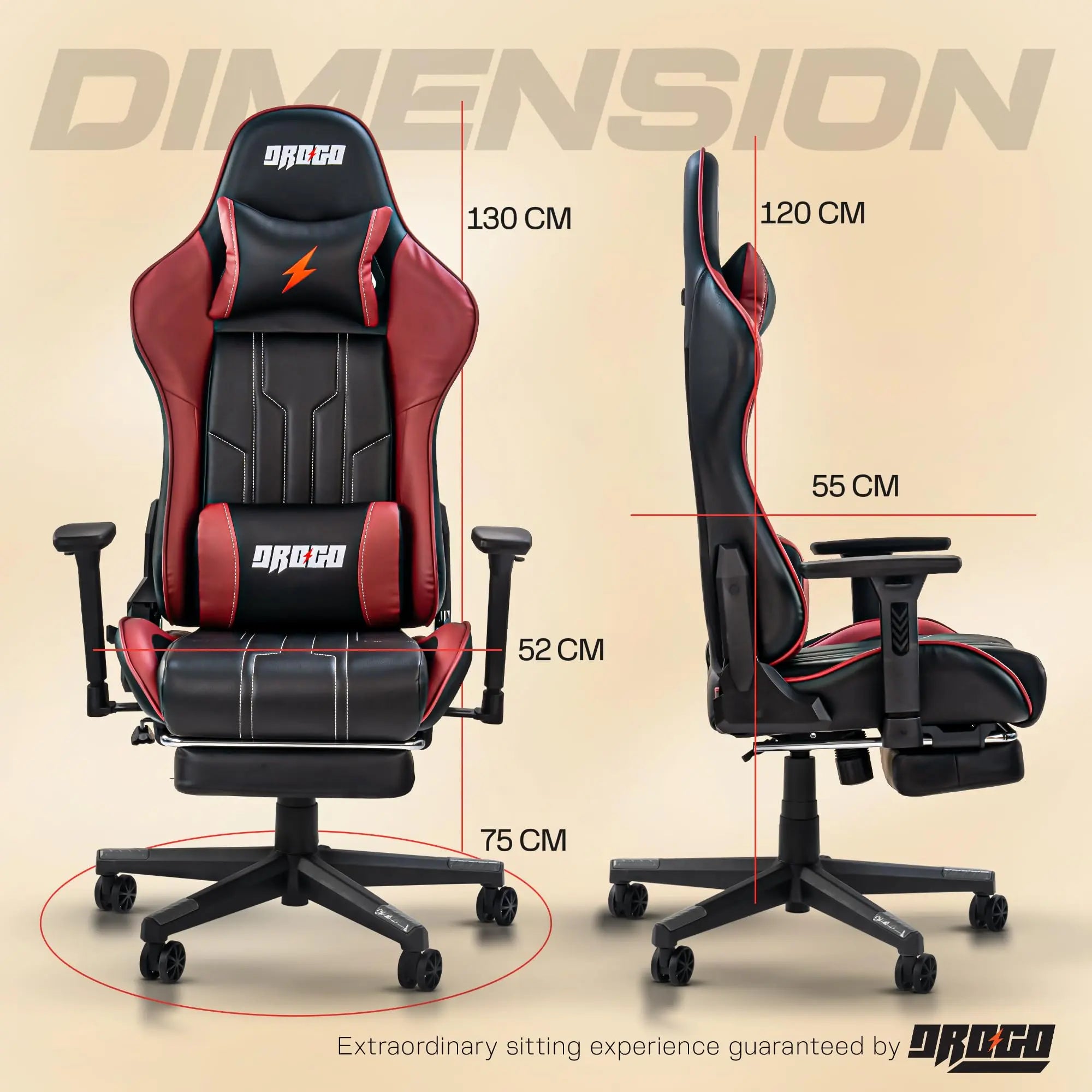 Drogo Wrath Pro Ergonomic Gaming Chair with Adjustable Seat, PU Leather Drogo India