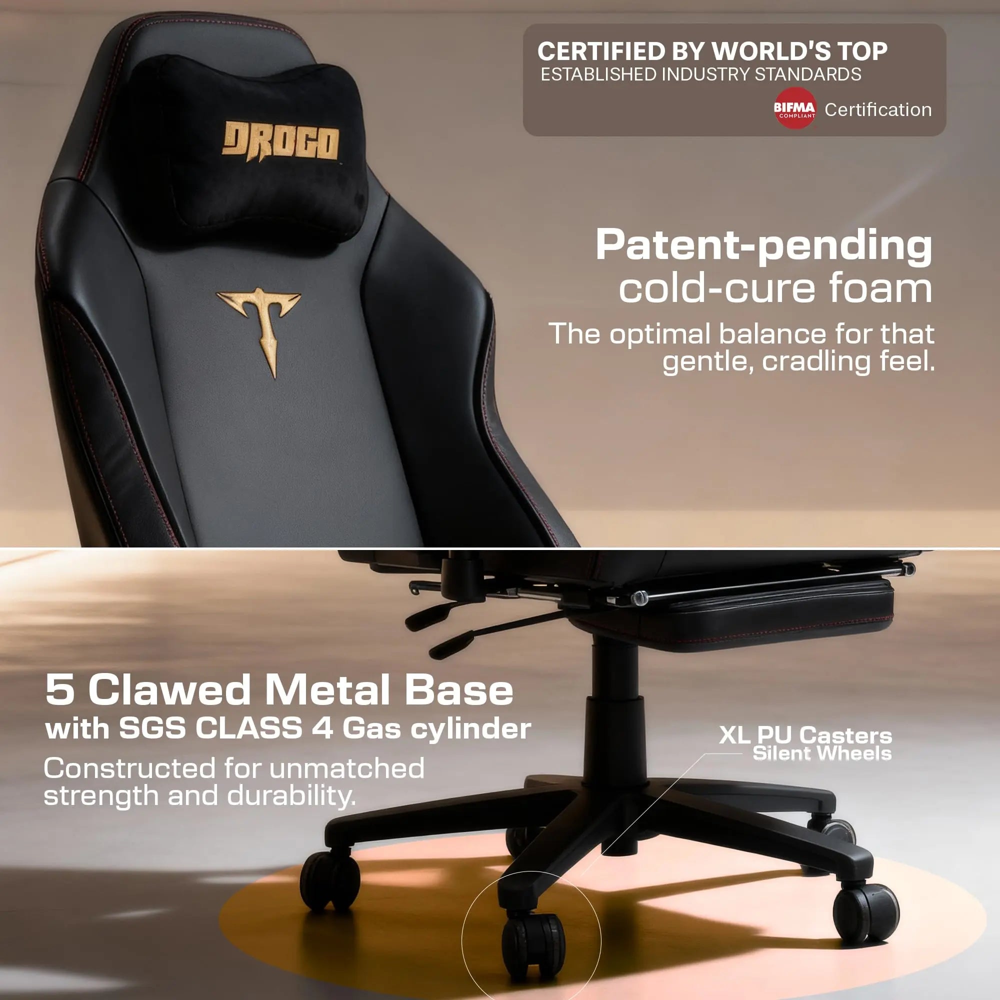 Drogo Titan Leto Ergonomic Gaming Chair with Hybrid Leatherette Fabric Drogo Ergonomics