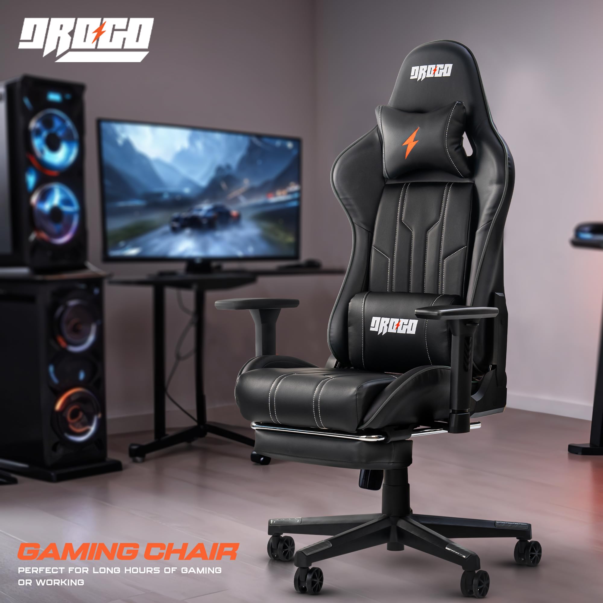 Drogo Wrath Pro Ergonomic Gaming Chair with Adjustable Seat, PU Leather