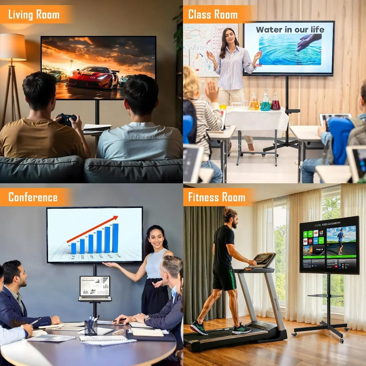 Drogo TV Stand with Adjustable Height Mount 32" to 55" TV Stand Movable with Lockable Wheels Drogo India