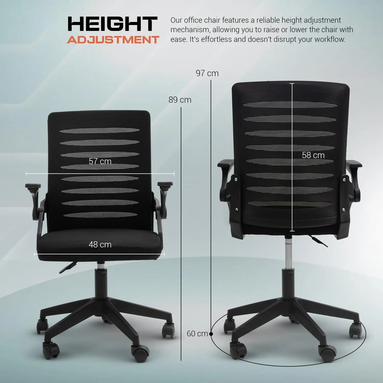 Drogo PrimeComfort Ergonomic Office Chair for Work from Home, Computer Chair with Adjustable Seat Height Galaxy Incorporation