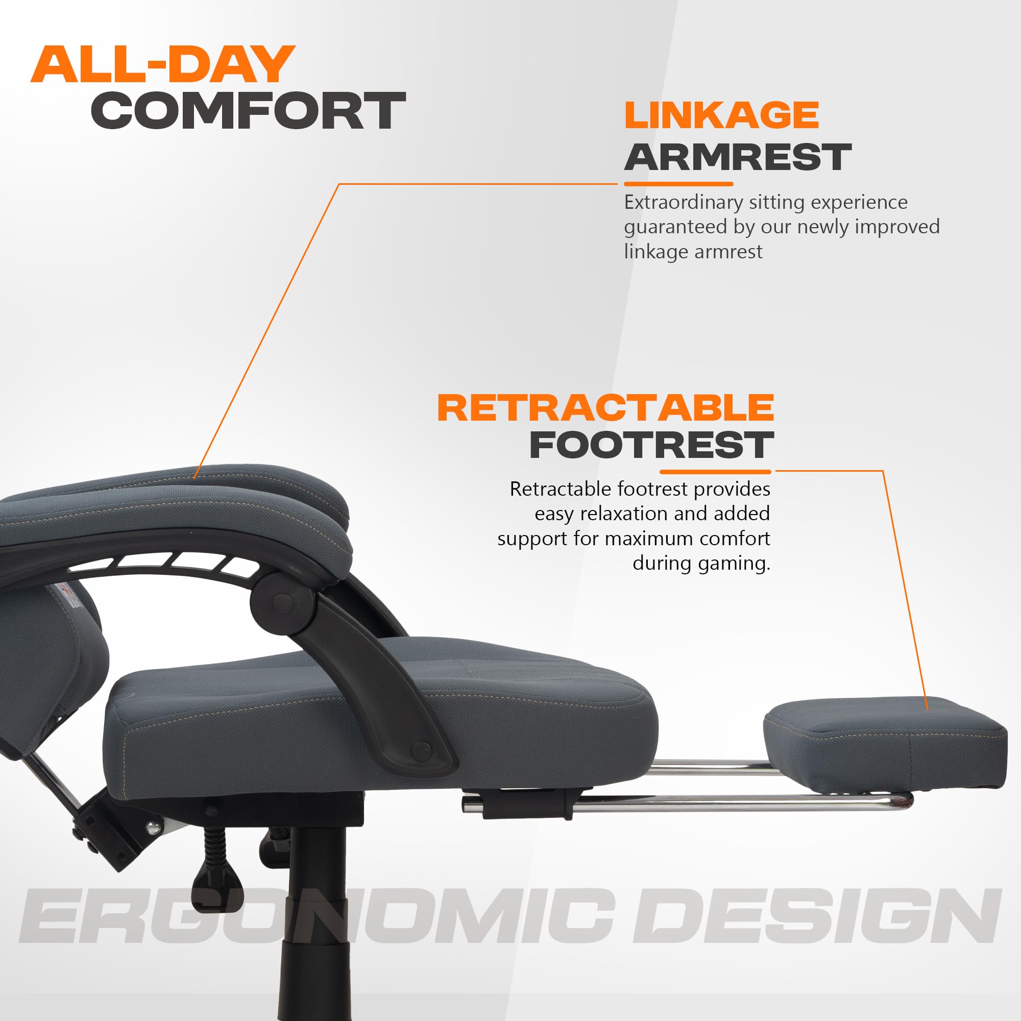 Drogo Apex Ergonomic Gaming Chair, Highback Computer Chair with Linkage Armrest