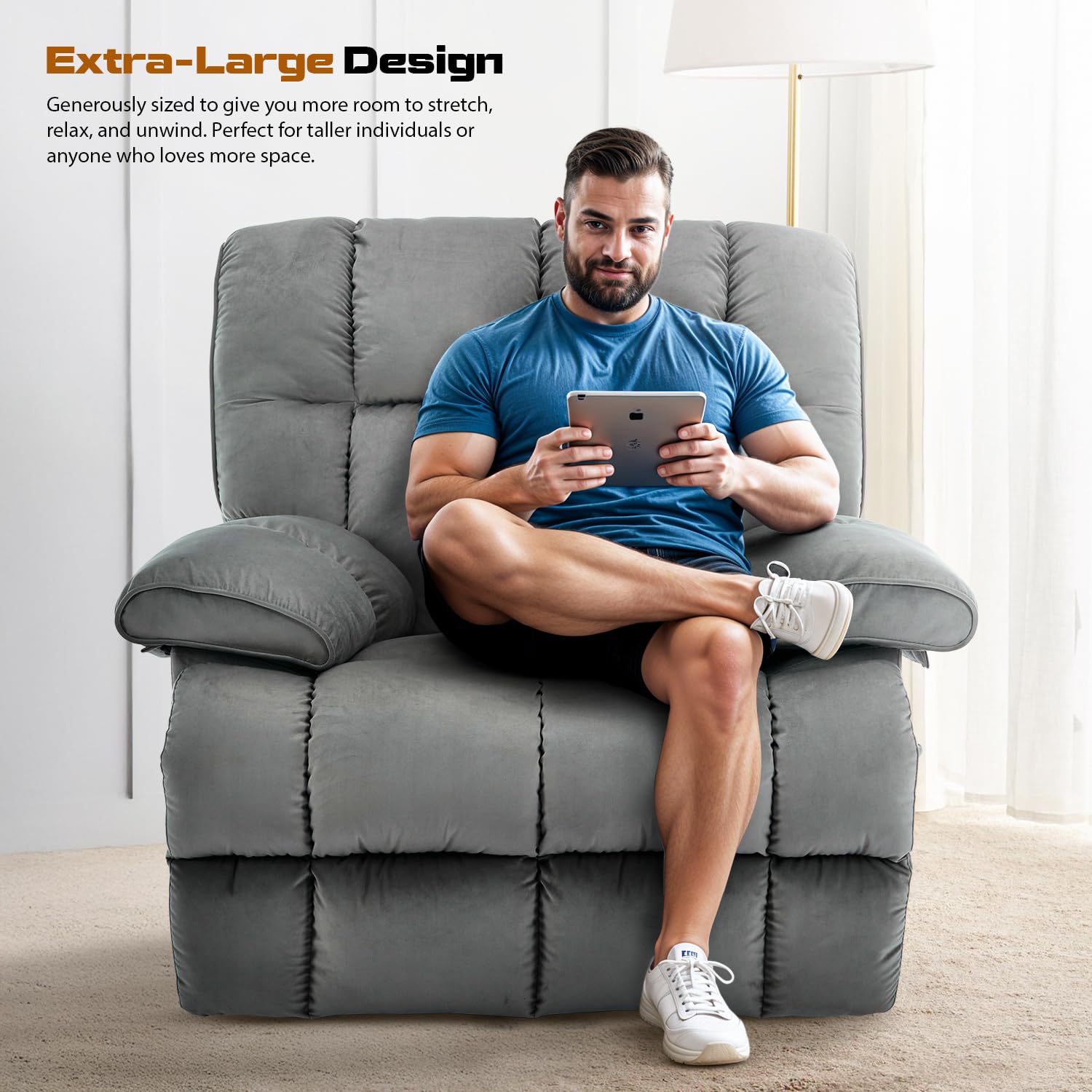 Drogo Evo Lounge Oversized Motorised Single Seater Recliner Sofa with Rapid Recline Technology