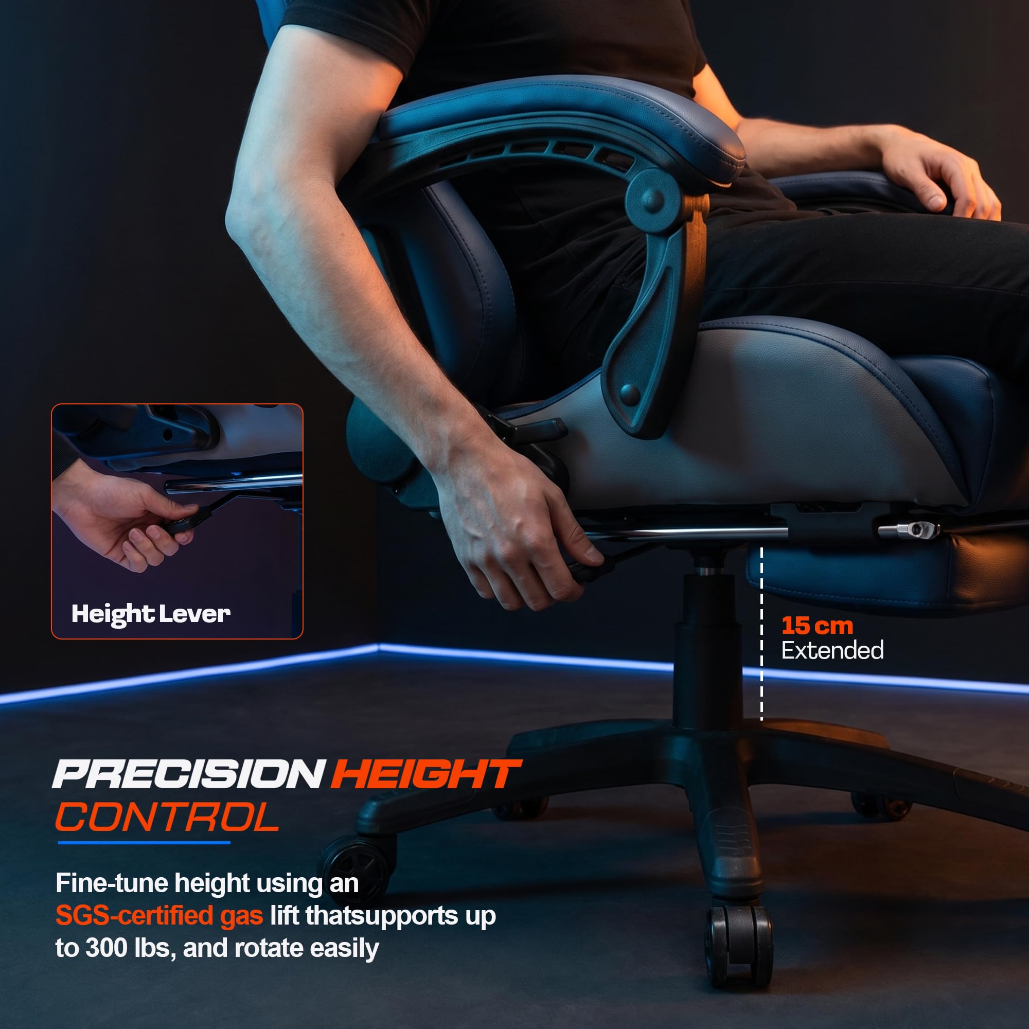 Drogo Racer Ergonomic Gaming Chair with 7 Way Adjustable Seat & Full Reclining Back Footrest