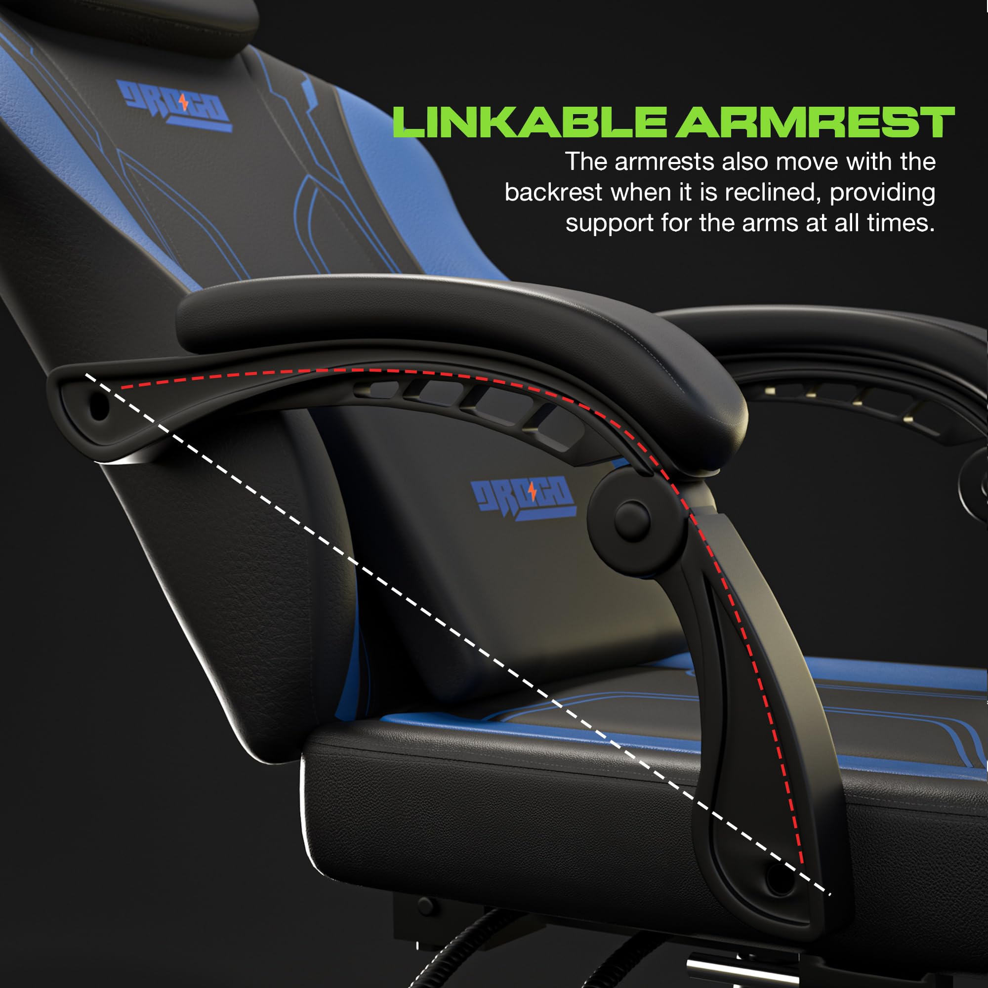 Drogo Phantom Ergonomic Gaming Chair with Premium PU Leather, Adjustable Neck