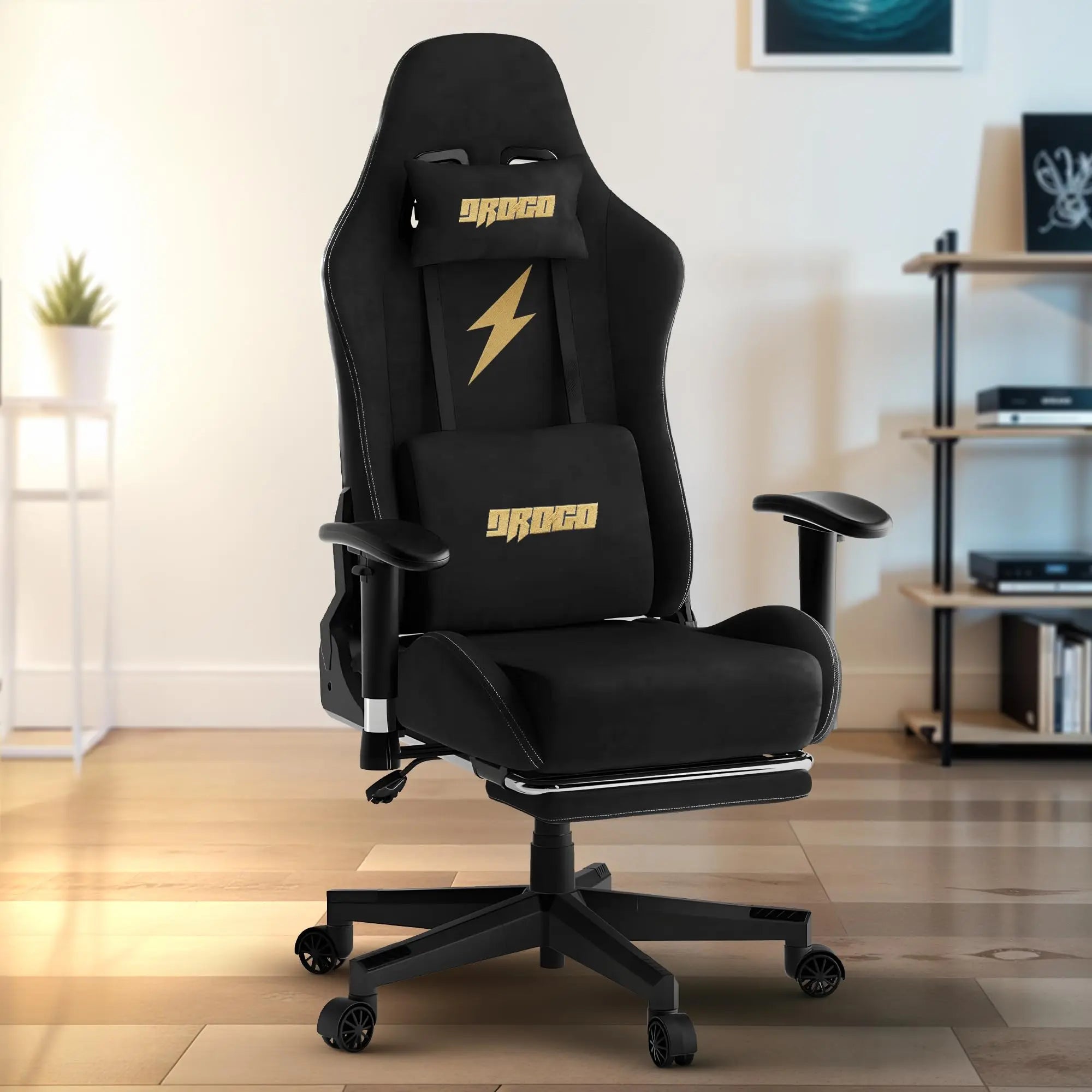 Drogo ProForm Suede Ergonomic Gaming Chair Adjustable Seat & Massager Lumbar Pillow Drogo India