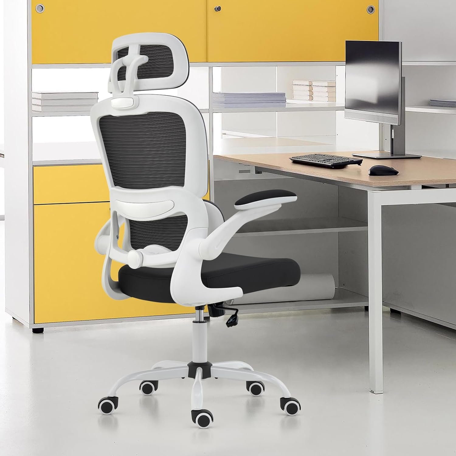 Drogo AeroFlex Ergonomic Office Chair for Work from Home, Flip-up Armrest & Recline
