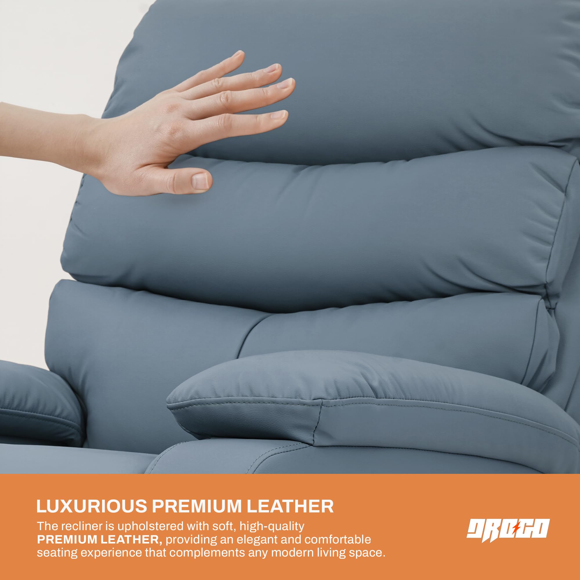 Drogo Velora Electric Motorised Recliner Sofa 1 Seater with Rocking, Revolving & Rapid Recline Technology