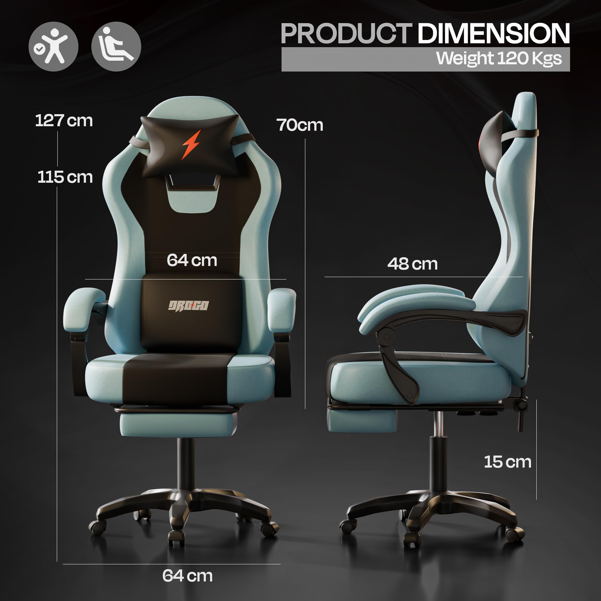 Drogo Aura Ergonomic Gaming Chair with Premium PU Leather Fabric