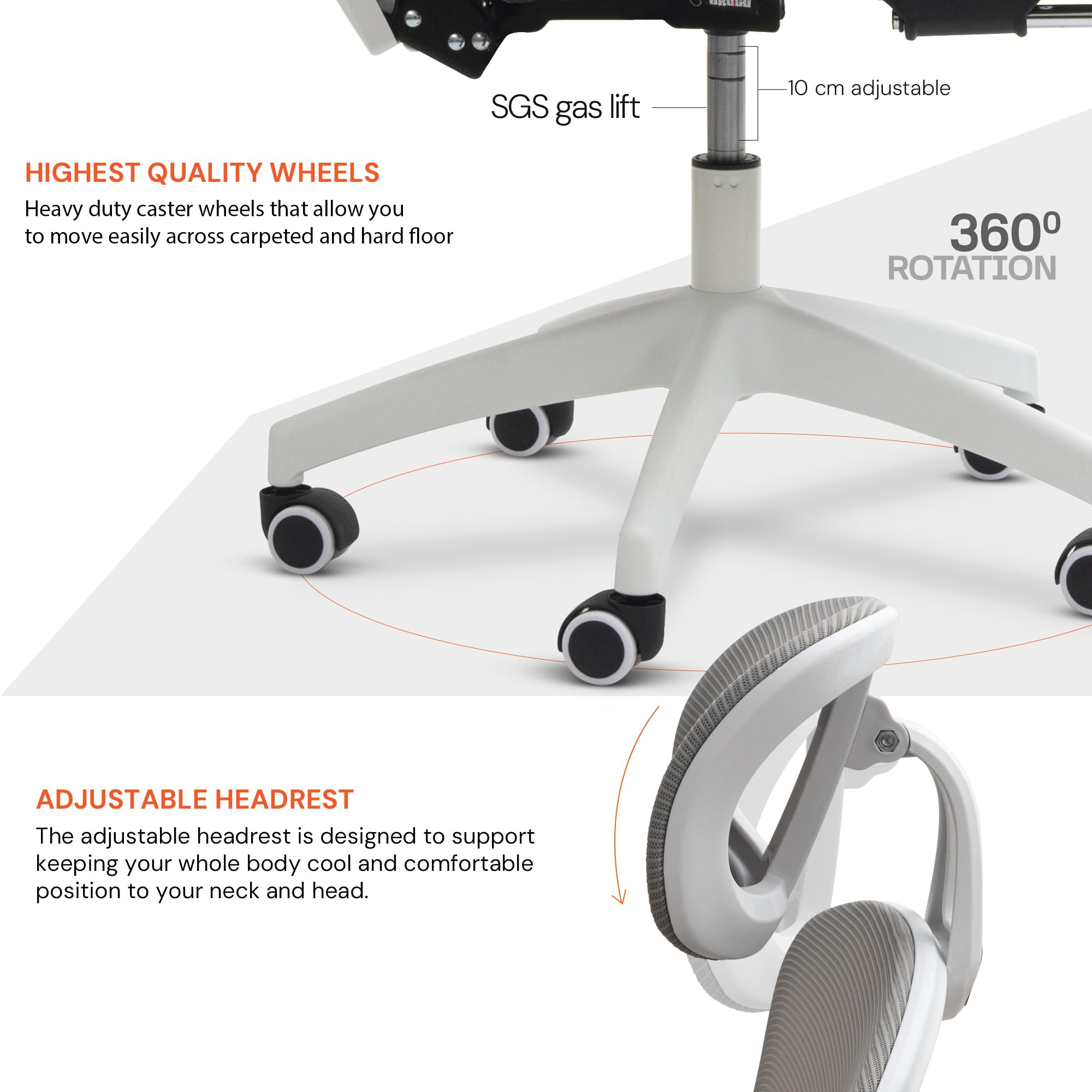 Drogo ComfortPro Premium Ergonomic Office Chair for Work from Home,Mesh Chair for Office
