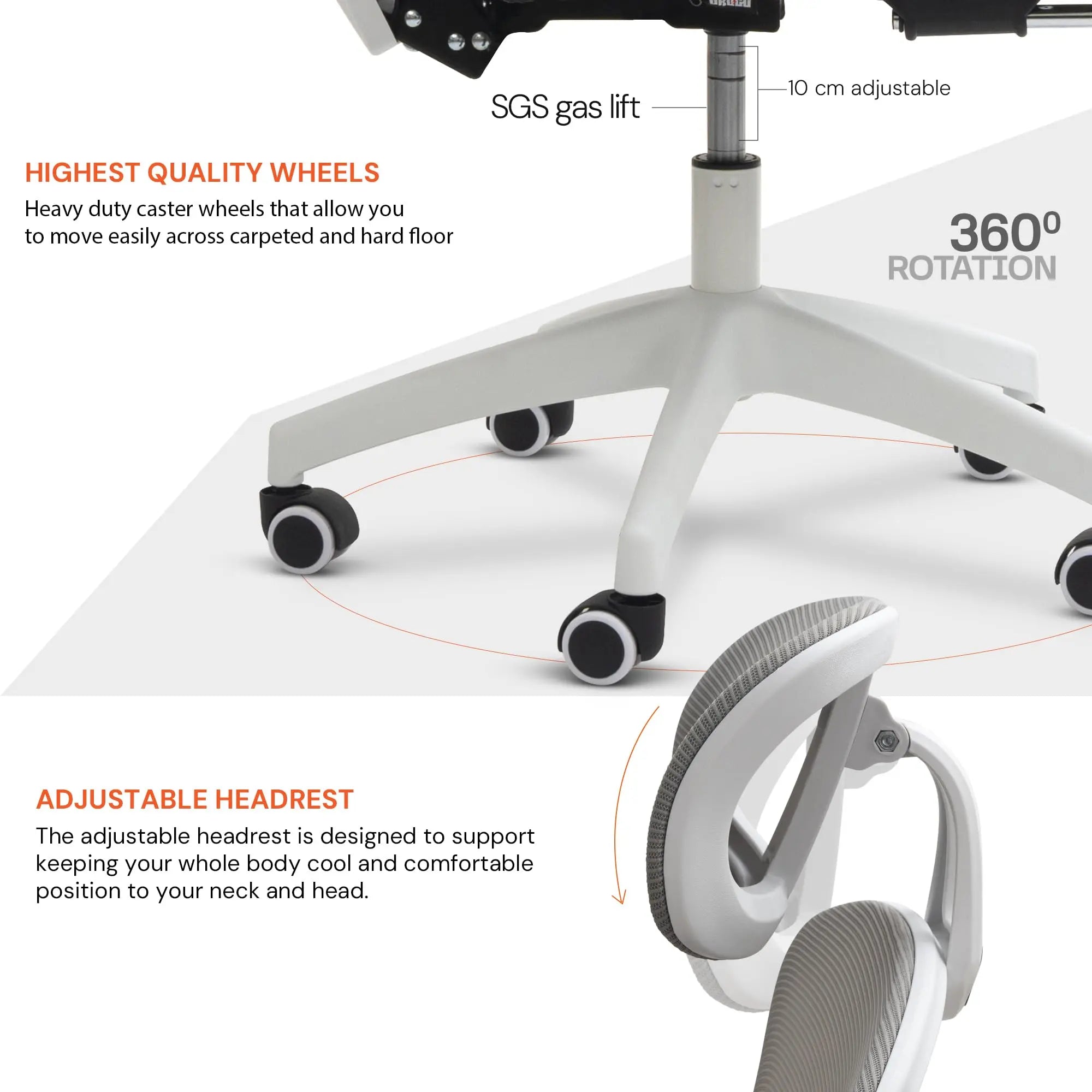 Drogo ComfortPro Premium Ergonomic Adjustable Office Chair for Work from Home,Mesh Chair for Office Galaxy Incorporation