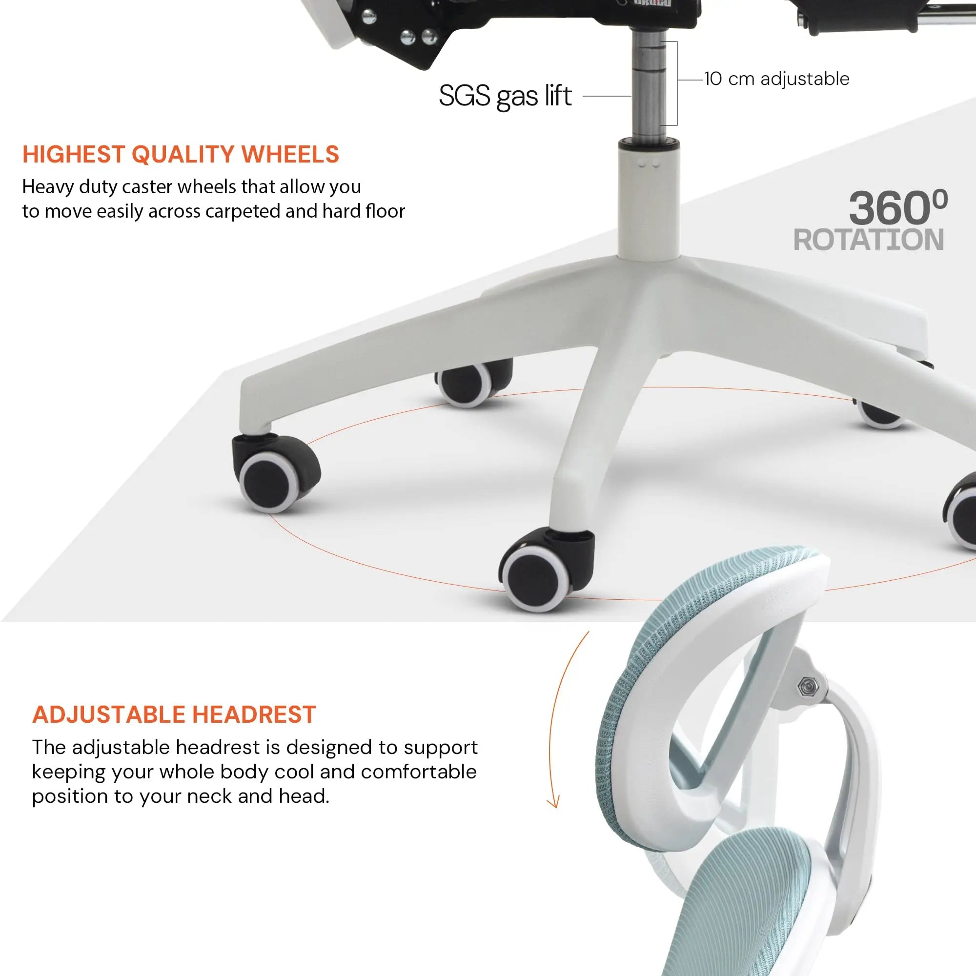 Drogo ComfortPro Premium Ergonomic Adjustable Office Chair for Work from Home,Mesh Chair for Office Galaxy Incorporation