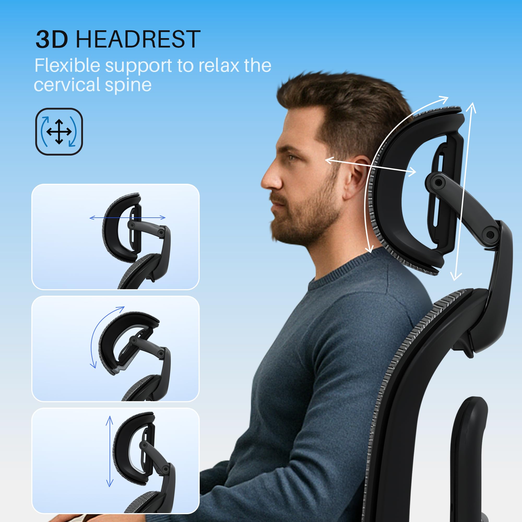 Drogo Ergo Flow Ergonomic Office Chair with Dynamic Lumbar Support & 3D Headrest