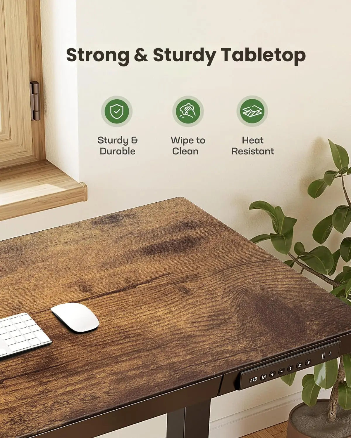 Drogo Artikel Advanced Pro Electric Height Adjustable Table DIY with 3 Year Warranty | Sit Stand Computer Desk 120 X 60 Cm - Vintage Brown Drogo India