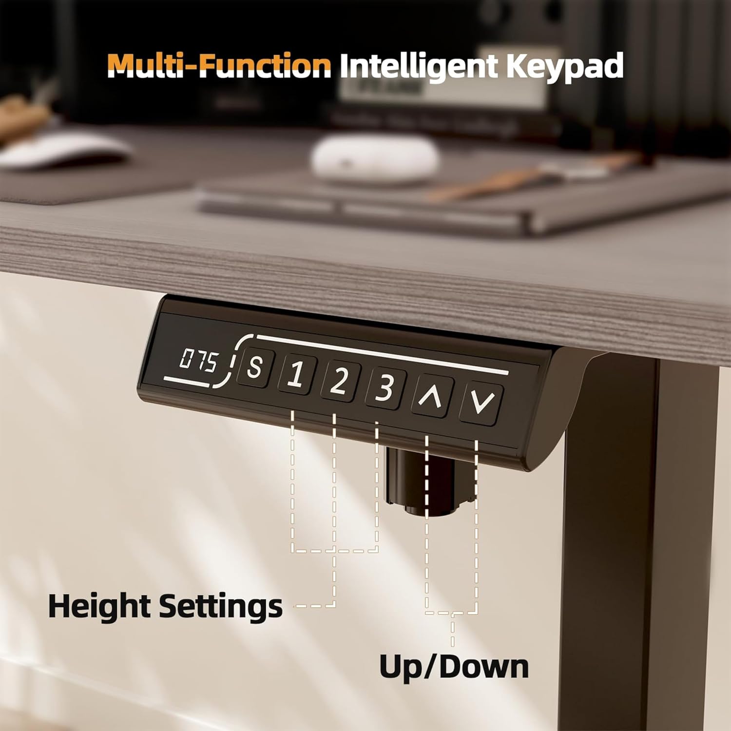 Drogo Groove Electric Height Adjustable Standing Desk with Roller Shutter Door Storage