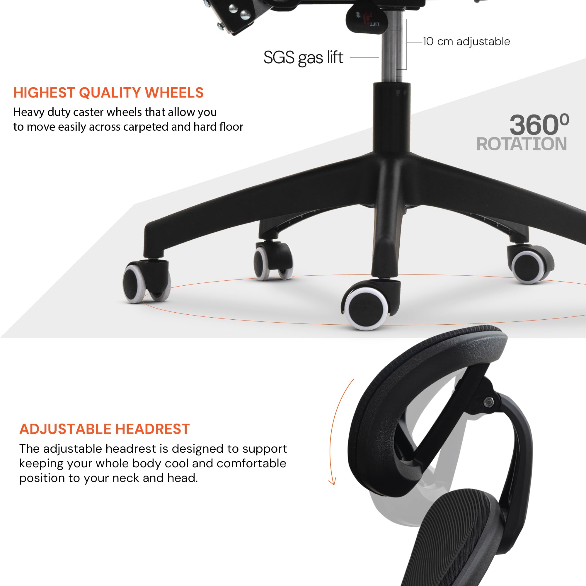 Drogo ComfortPro Premium Ergonomic Office Chair for Work from Home,Mesh Chair for Office