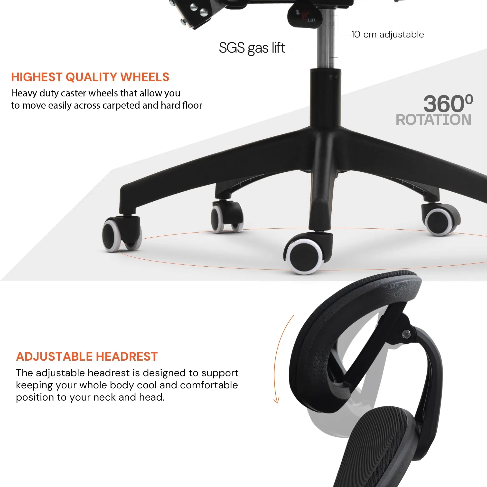 Drogo ComfortPro Premium Ergonomic Adjustable Office Chair for Work from Home,Mesh Chair for Office Galaxy Incorporation