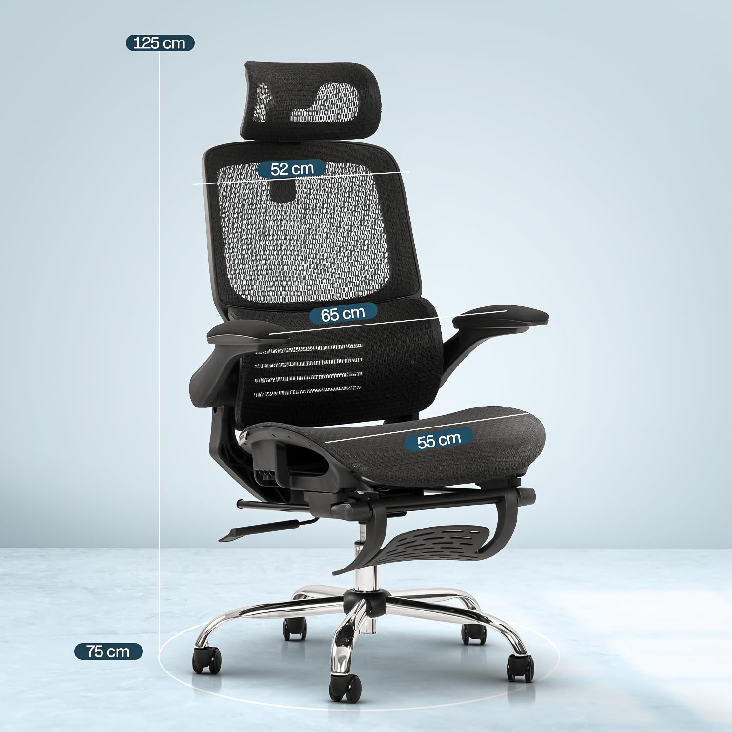 Drogo Ergonex Ergonomic Office Chair For Work From Home With Breathable Mesh, Armrest, 2D Headrest & Lumbar Support
