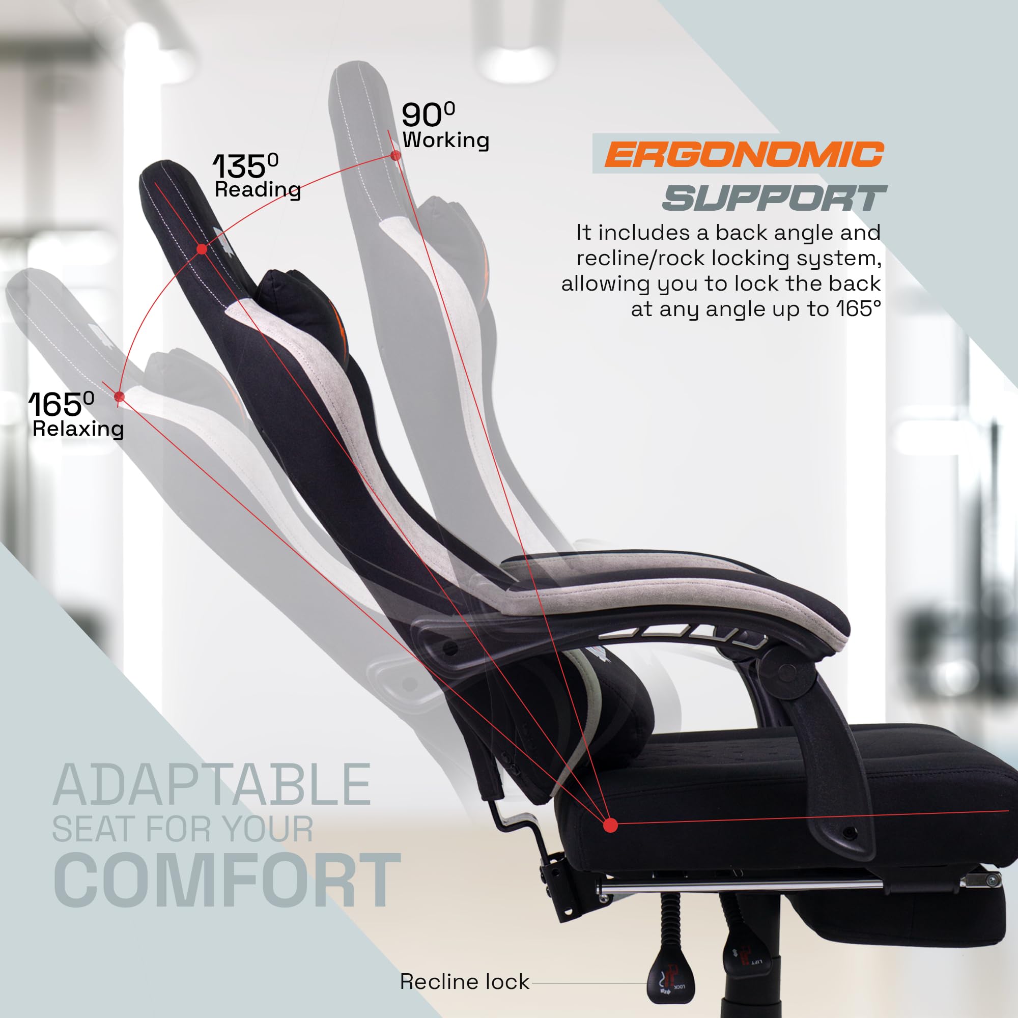 Drogo Throne Ergonomic Gaming Chair With Linkage Armrest,Foot Rest,& Adjustable Seat