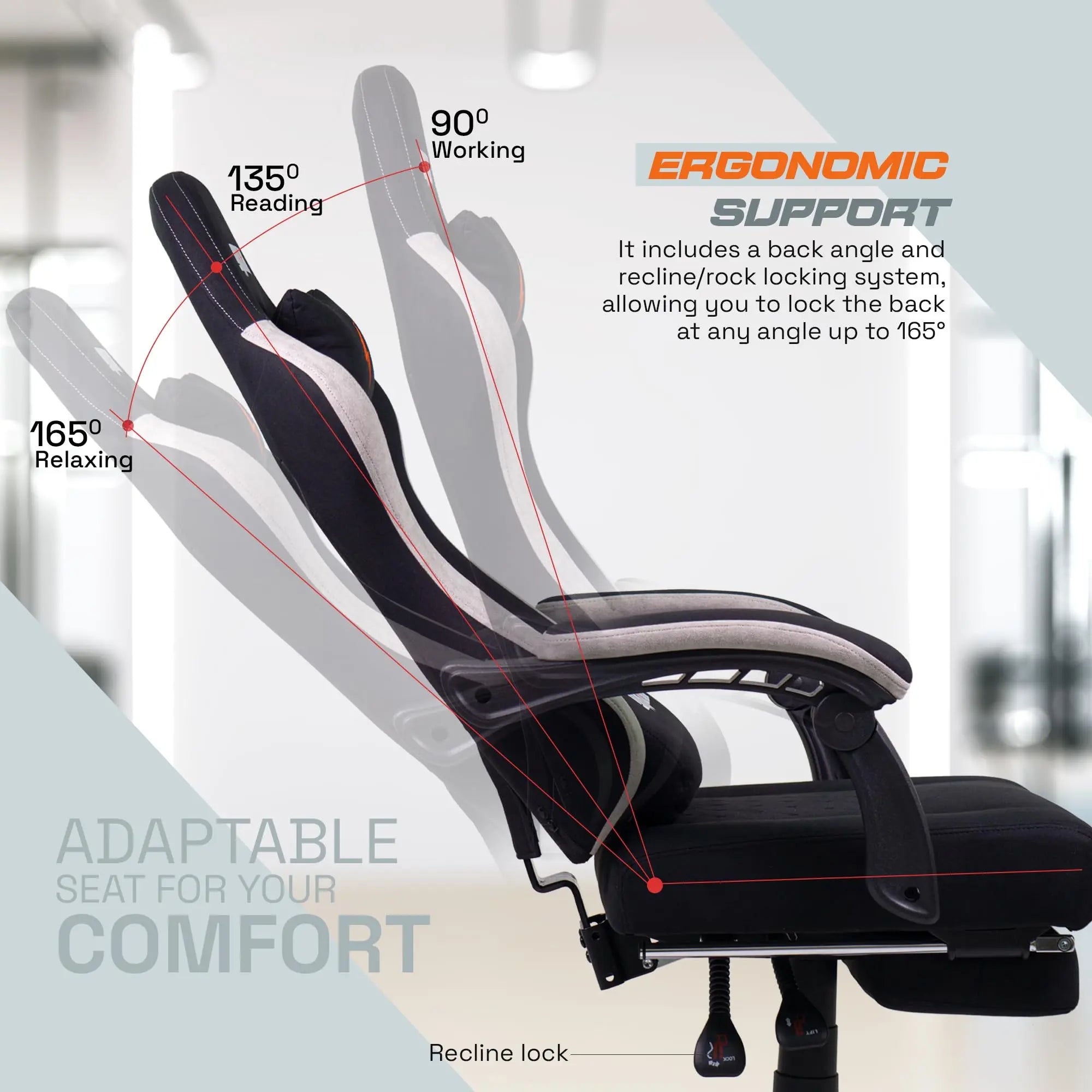 Drogo Throne Ergonomic Gaming Chair With Linkage Armrest,Foot Rest,& Adjustable Seat Galaxy Incorporation