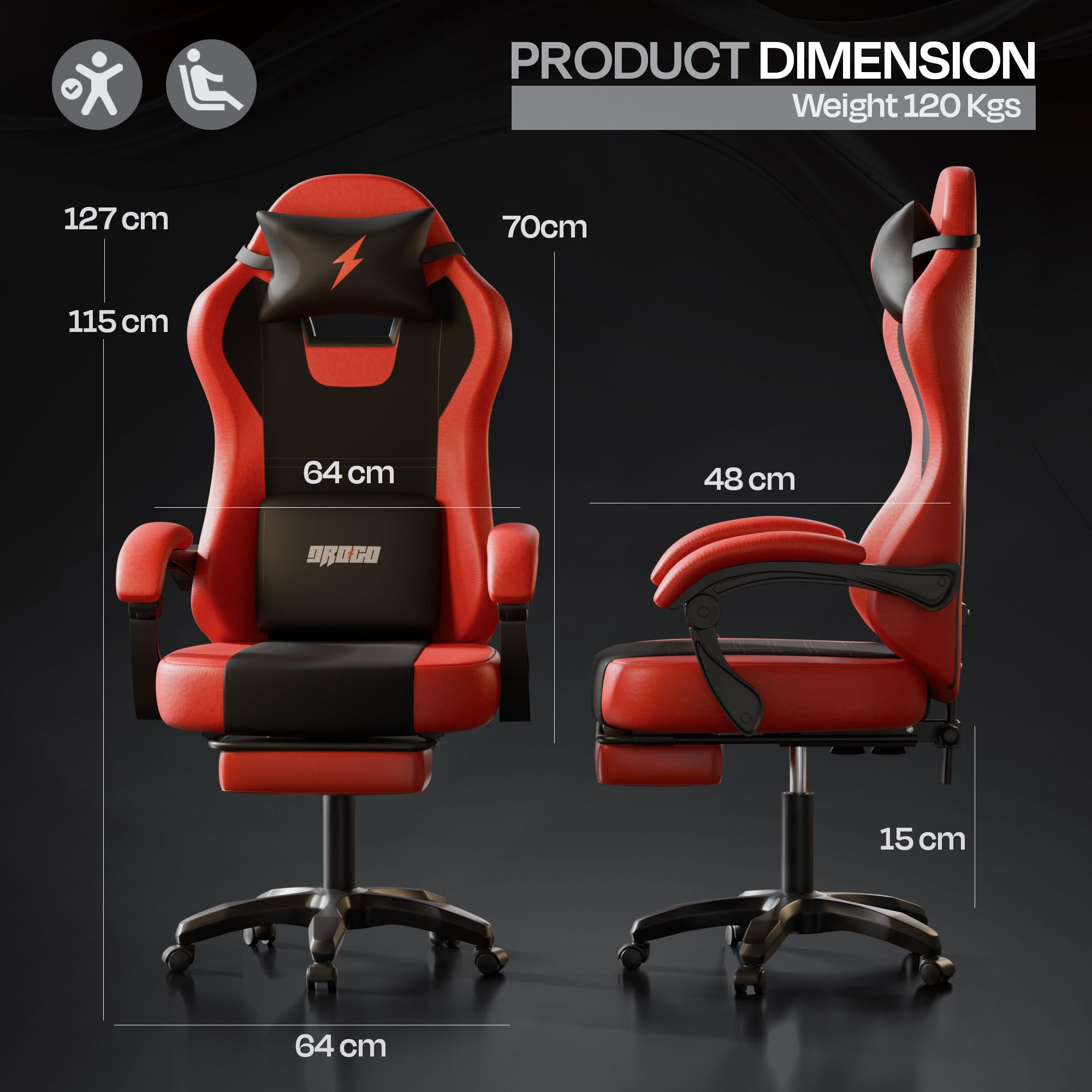 Drogo Aura Ergonomic Gaming Chair with Premium PU Leather Fabric