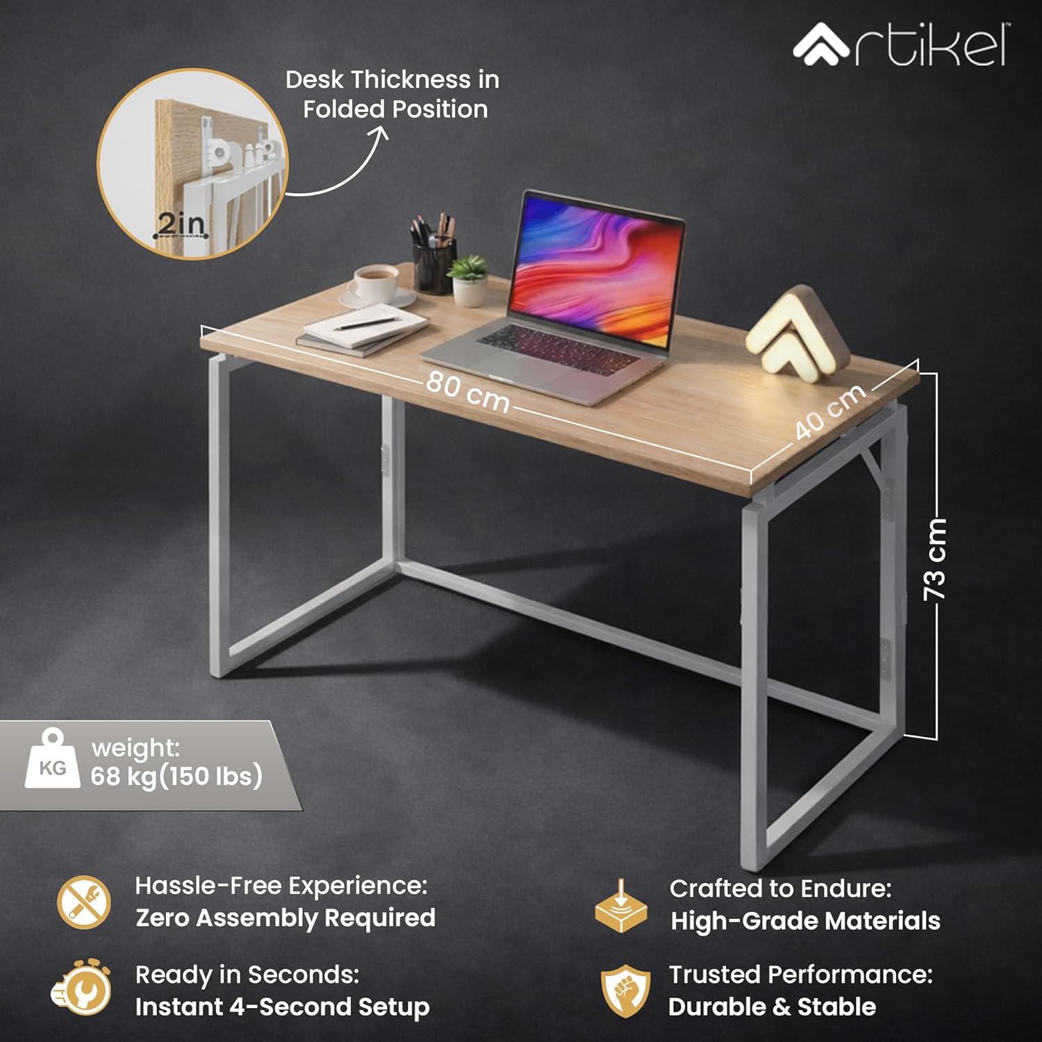 Drogo Foldable Wooden Study Table Computer Desk for Home Office Drogo